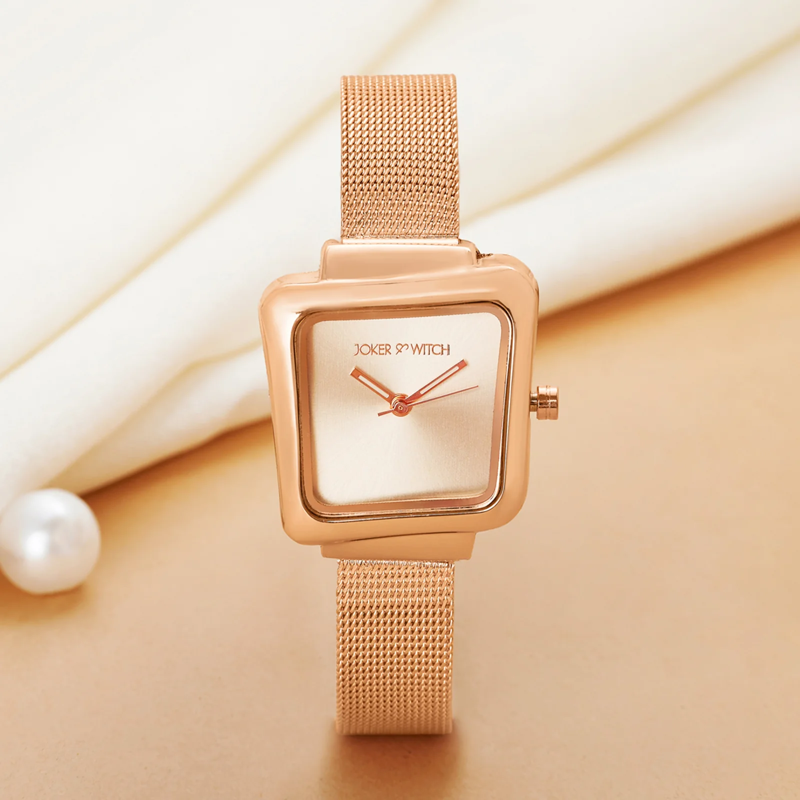Regalia Rose Gold Small Hexagon Dial Mesh Strap Women's Watch - Image 2