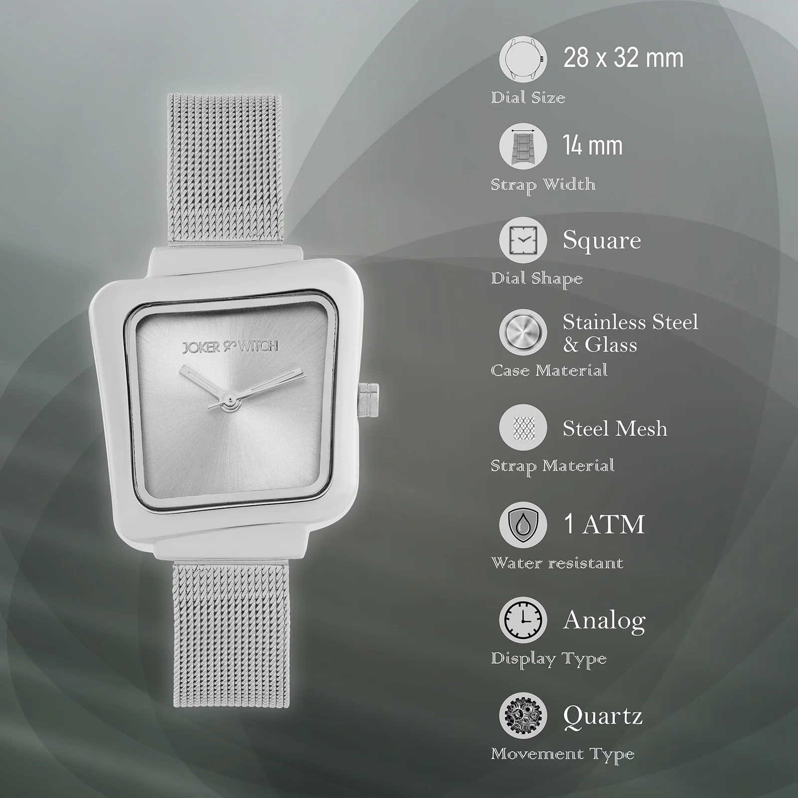 Regalia Silver Small Hexagon Dial Mesh Strap Women's Watch - Image 7