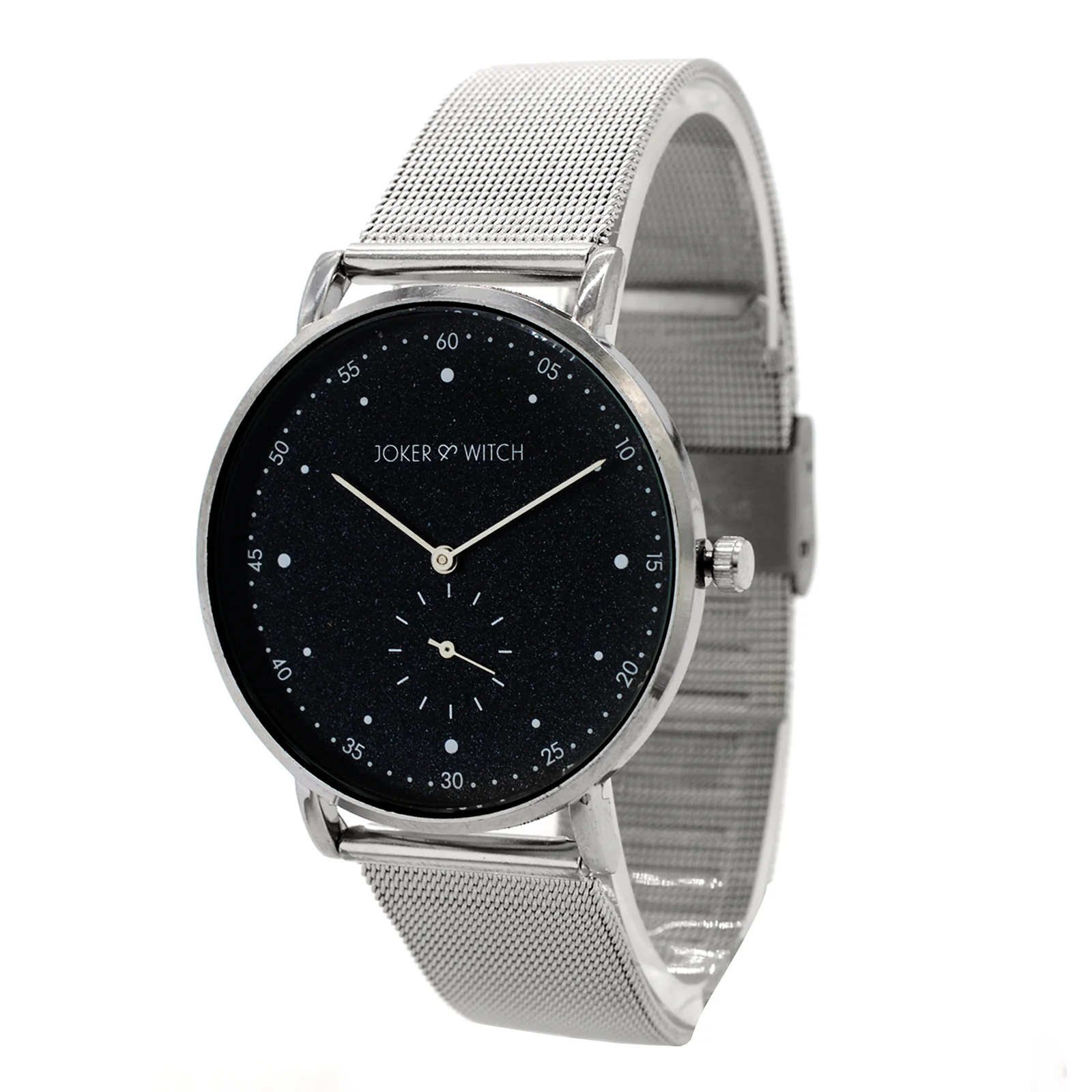 Drake Black Large Dial Silver Mesh Strap Men's Watch - Image 5