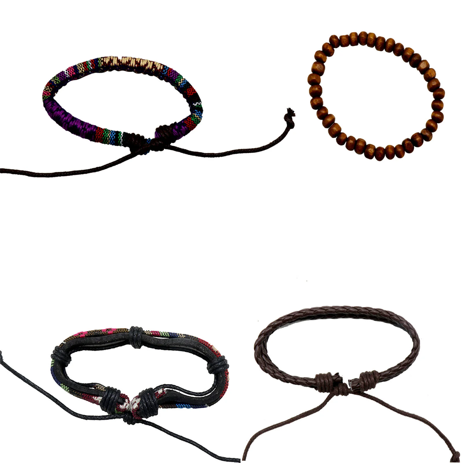 Retro Multi color Set of 4 Men's Bracelet - Image 3
