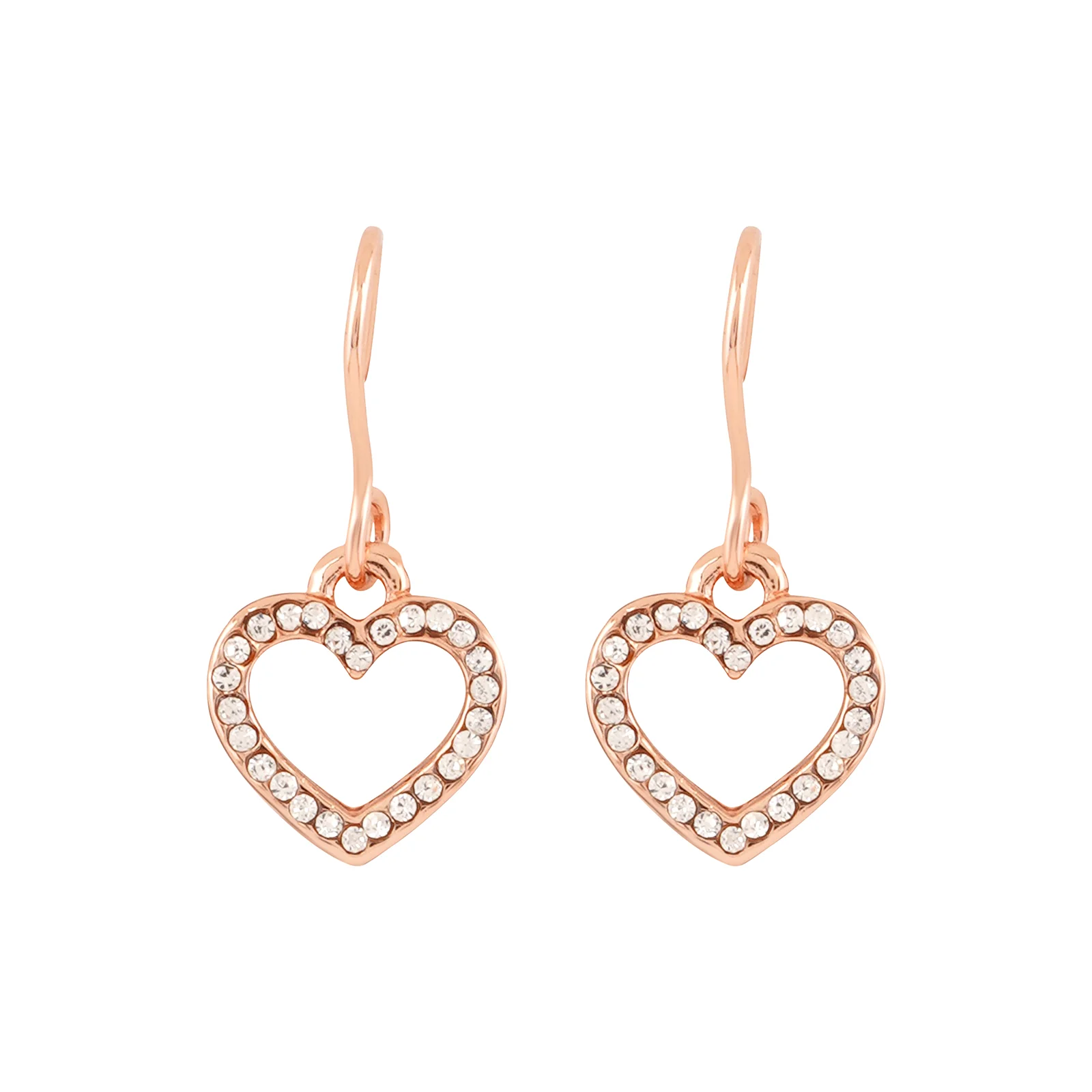 Rhinestone Heart Rosegold Earrings - Image 3