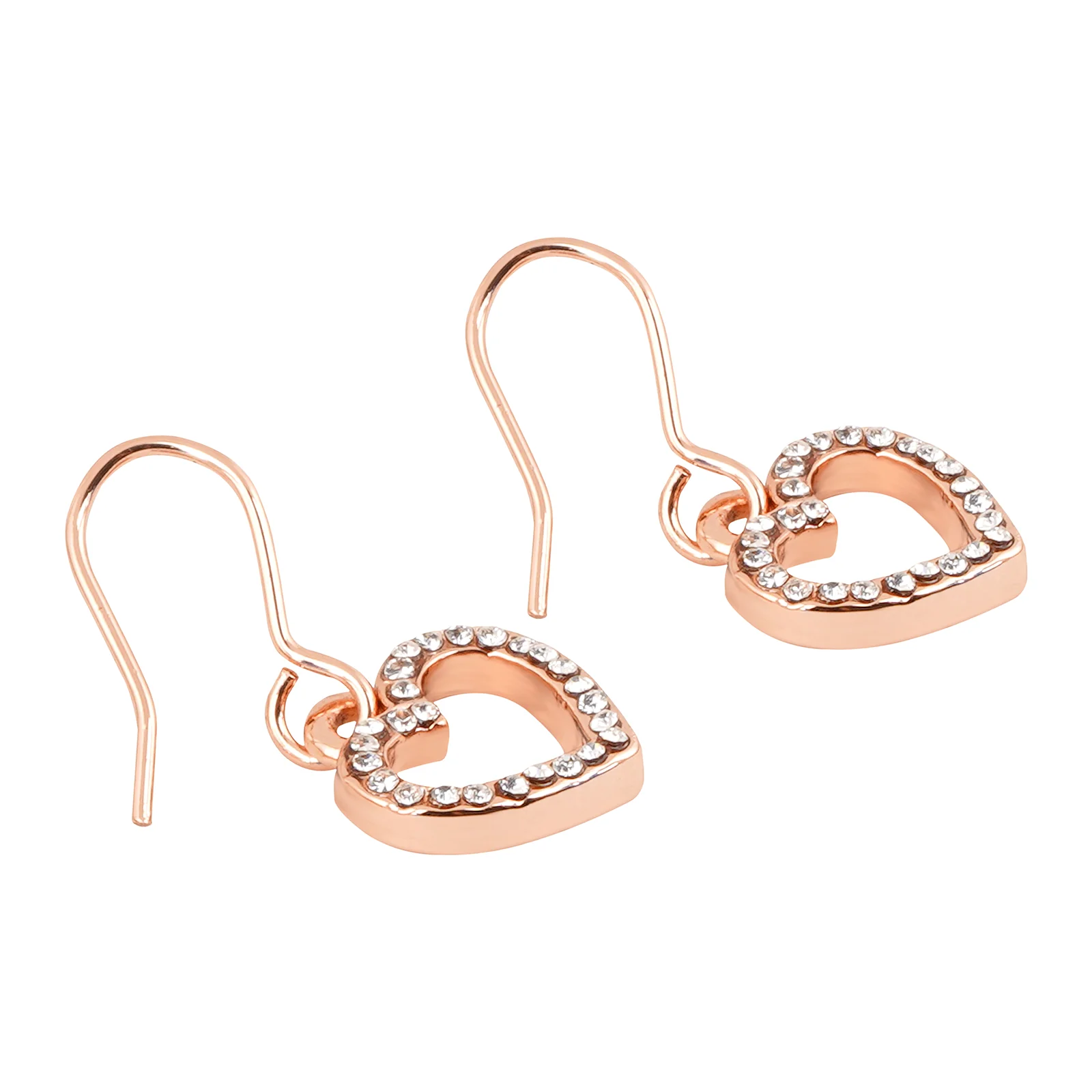 Rhinestone Heart Rosegold Earrings - Image 4
