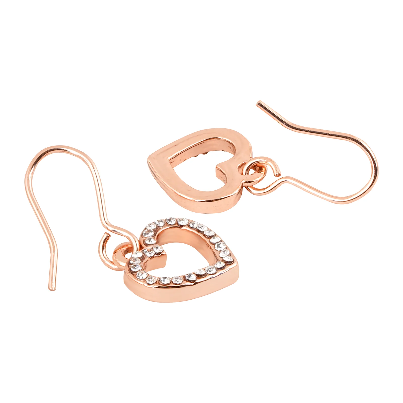 Rhinestone Heart Rosegold Earrings - Image 5
