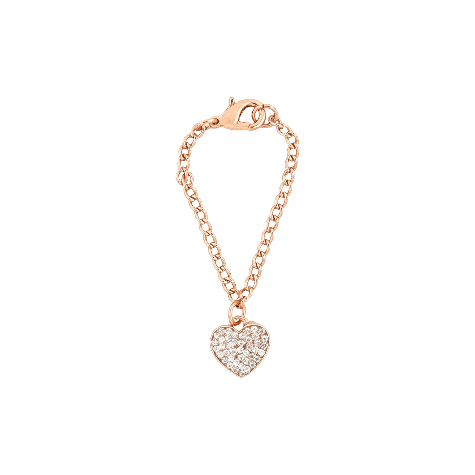 Rhinestone Heart Rosegold Watch Charm - Image 3