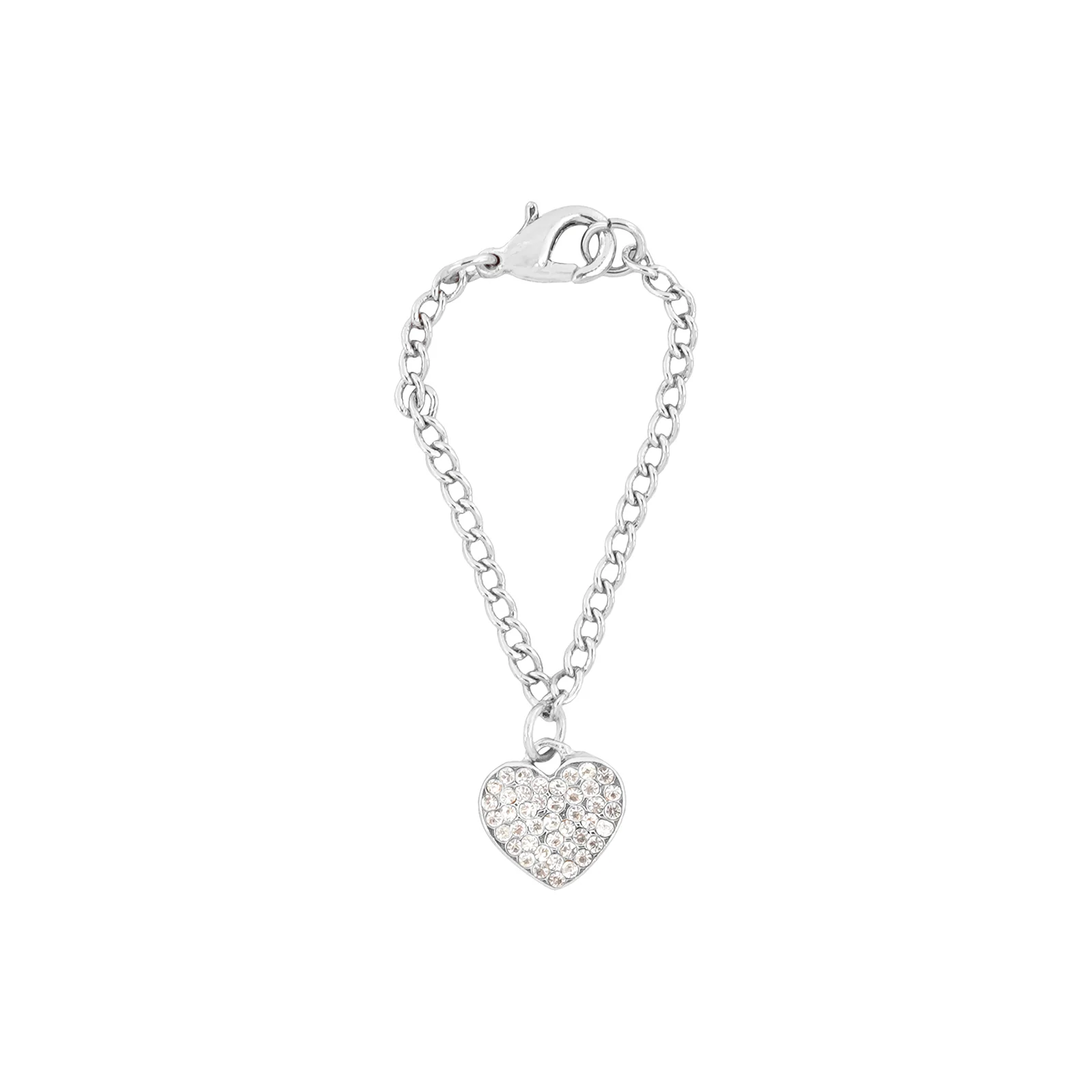 Rhinestone Heart Silver Watch Charm - Image 3