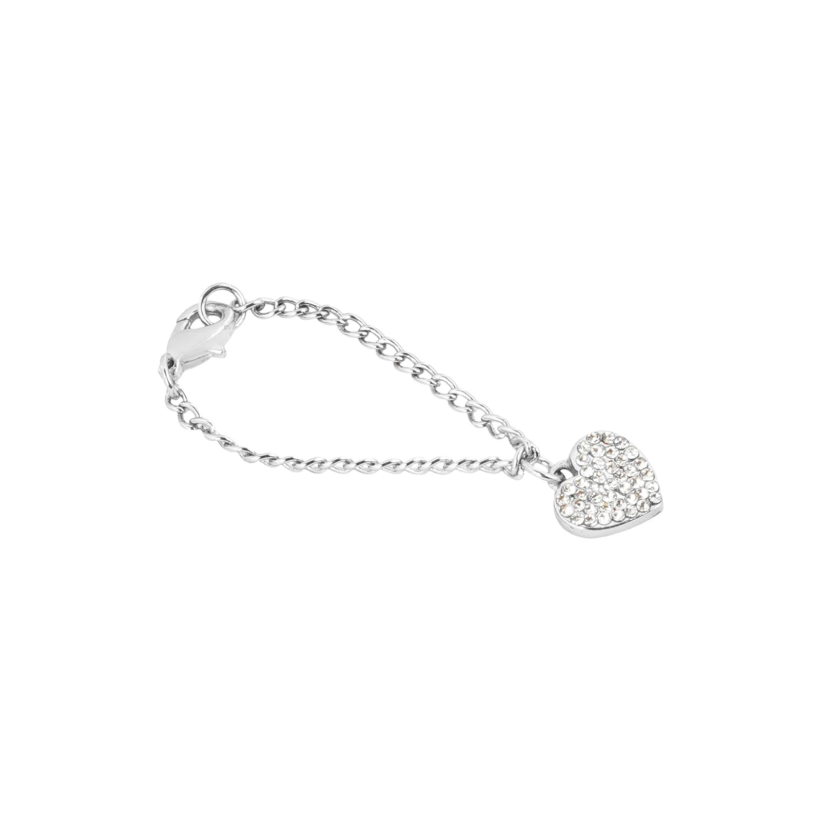 Rhinestone Heart Silver Watch Charm - Image 4