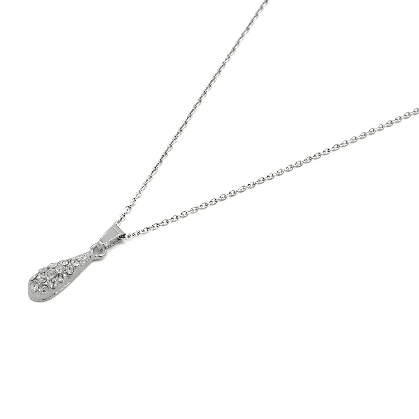 Rhinestones Drop Silver Necklace - Image 5