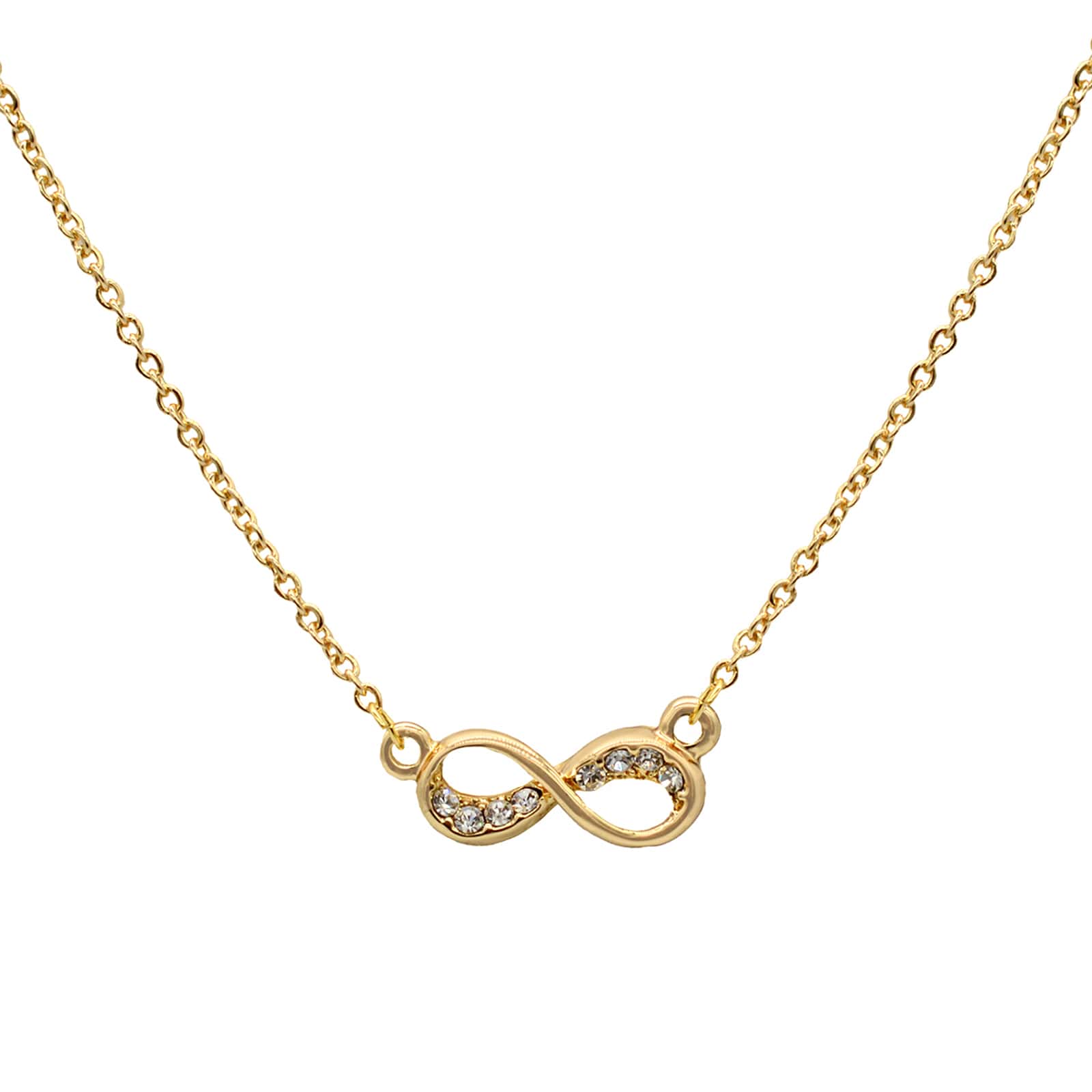 Rhinestones Studded Infinity Gold Necklace - Image 2