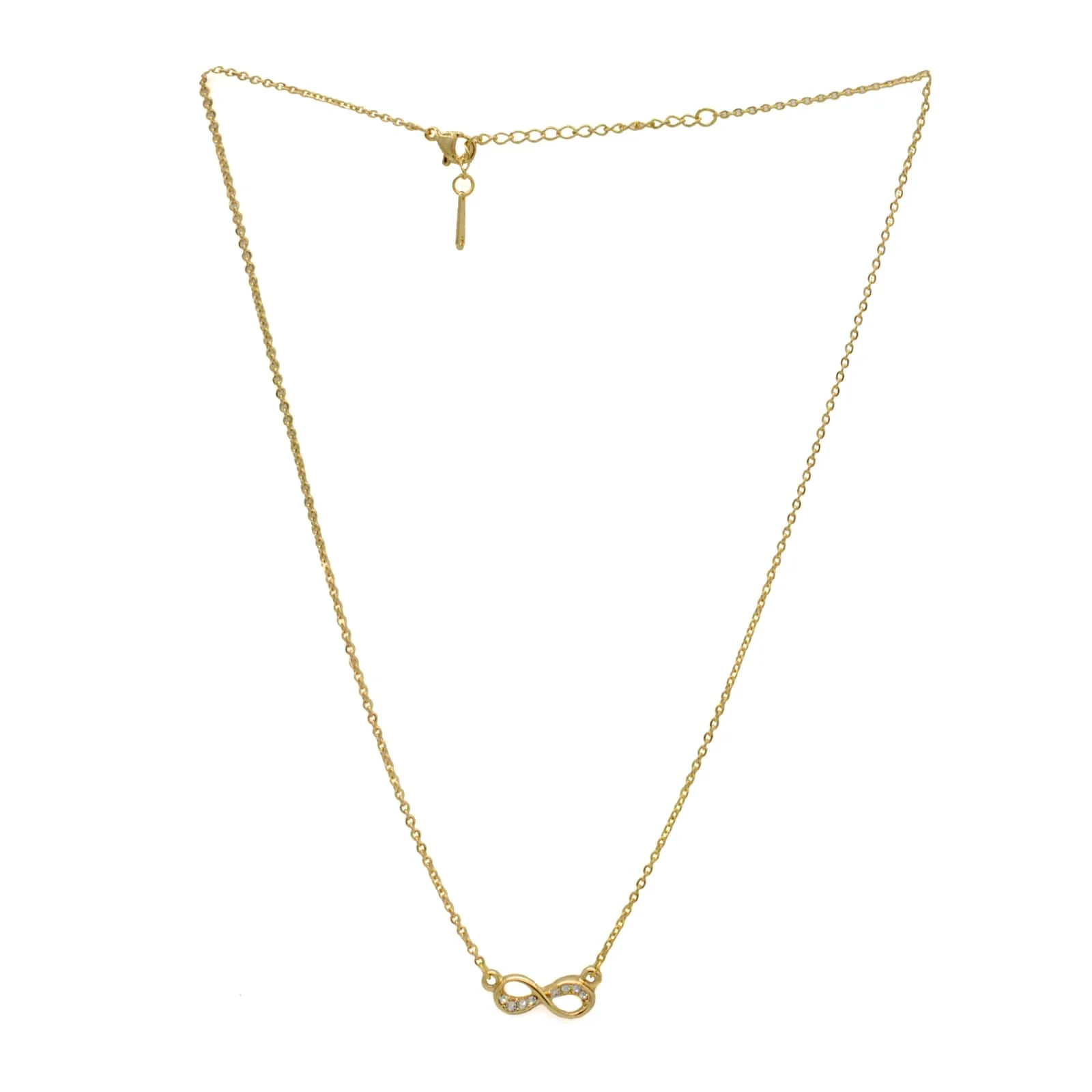Rhinestones Studded Infinity Gold Necklace - Image 3