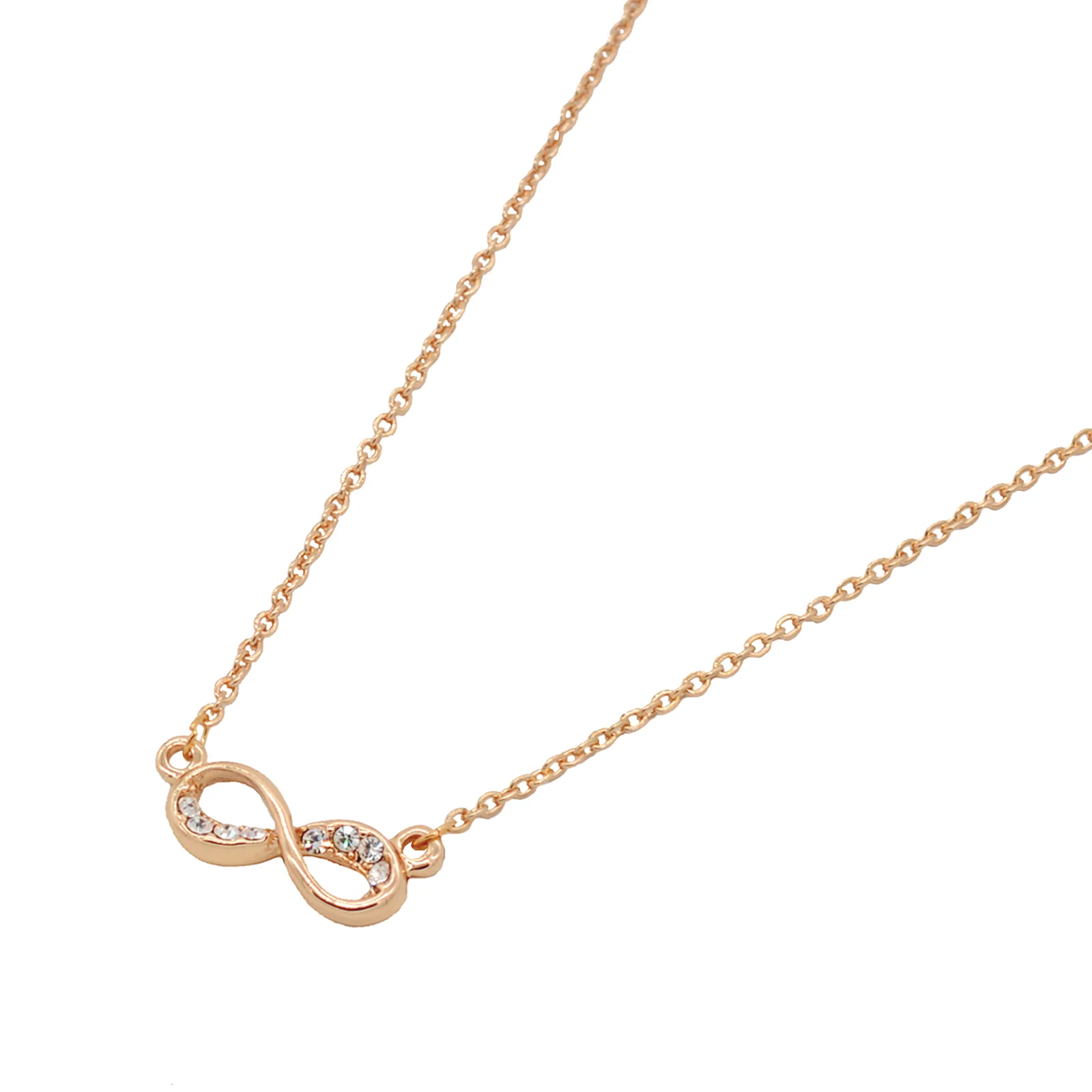 Rhinestones Studded Infinity Rosegold Necklace - Image 3