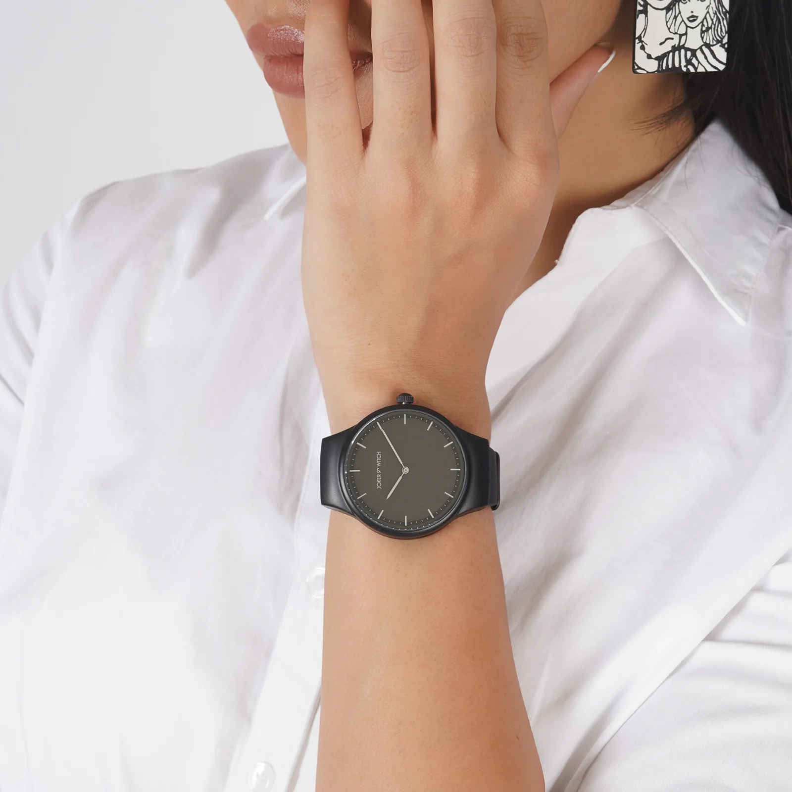 Riviera Black Large Dial Silicone Strap Unisex Watch - Image 2