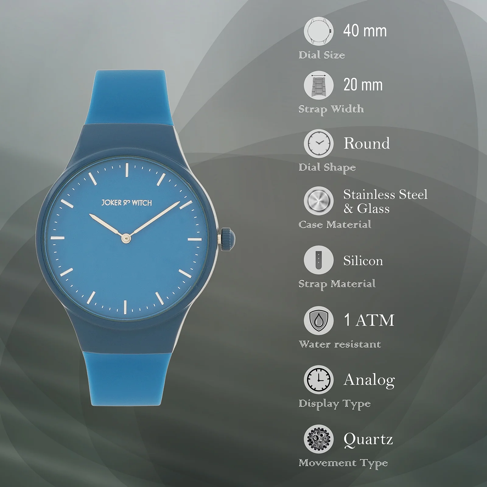 Riviera Blue Large Dial Silicone Strap Unisex Watch - Image 8
