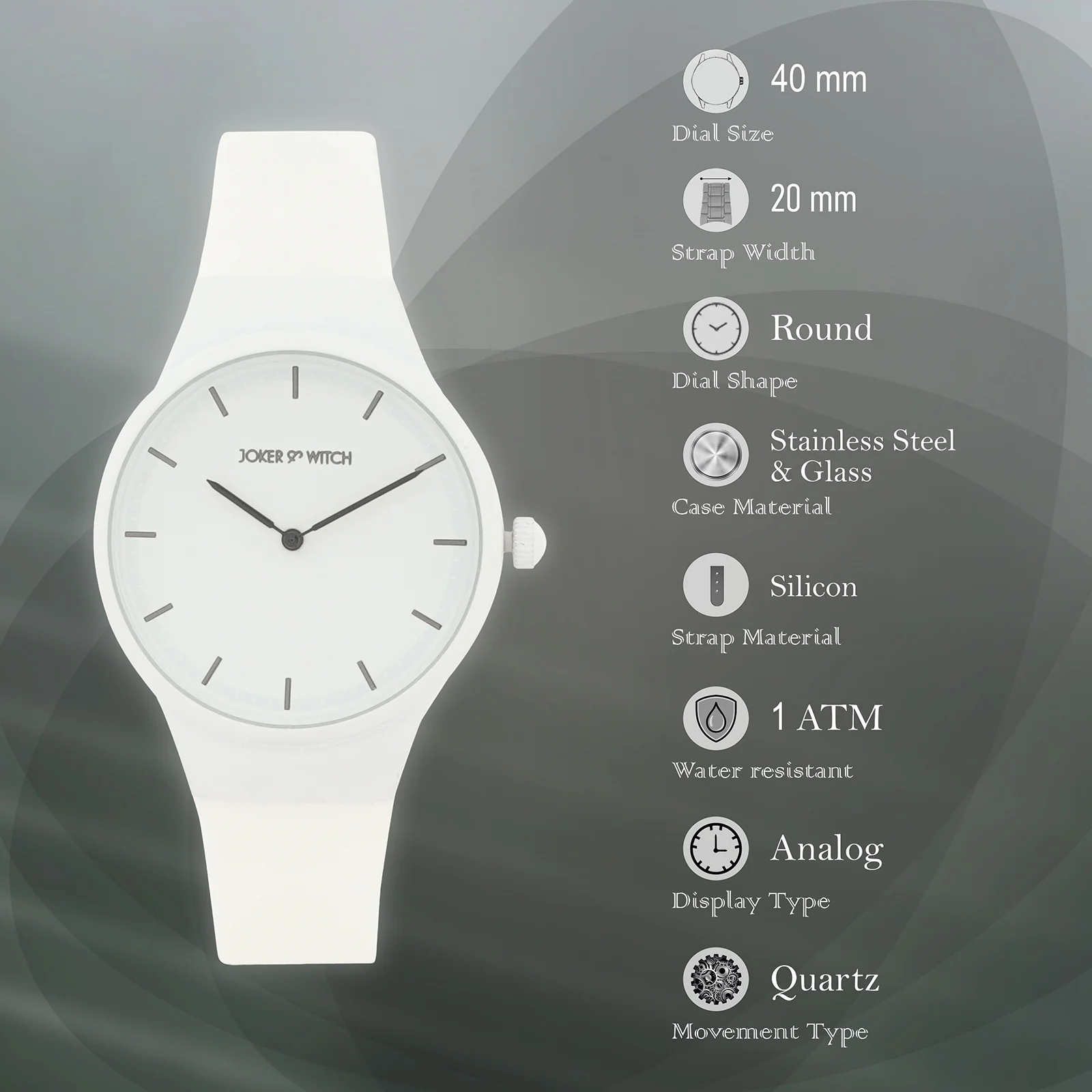 Riviera White Large Dial Silicone Strap Unisex Watch - Image 8