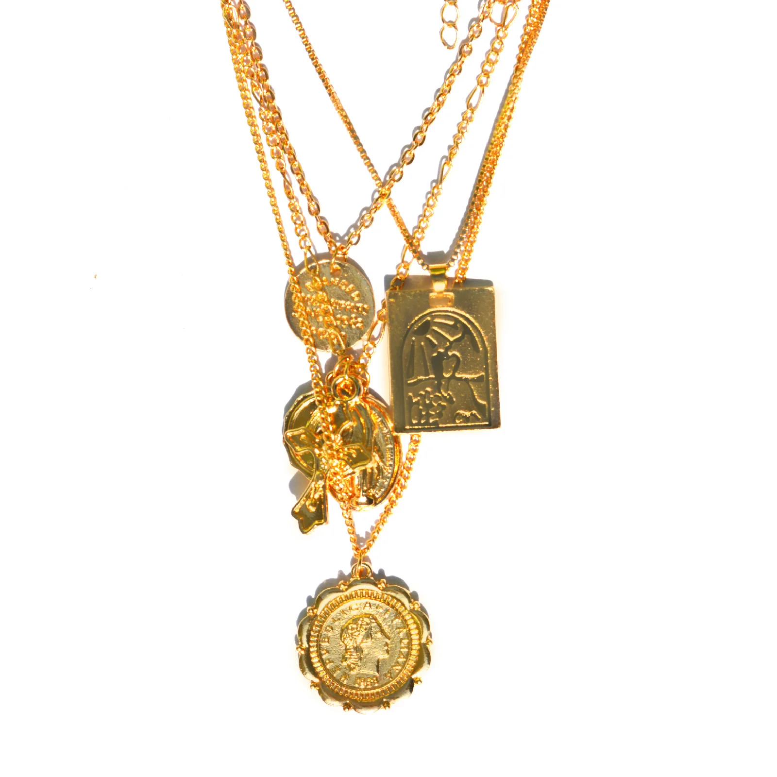 Roman Multi Pendant Layered Necklace - Image 9