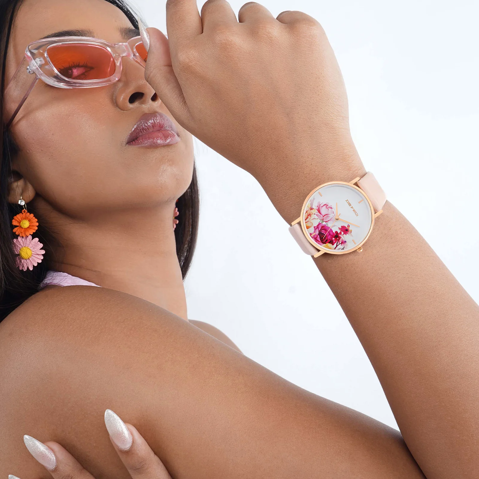 Printed Rosaline White Medium Dial Pink PU Strap Women's Watch - Image 2