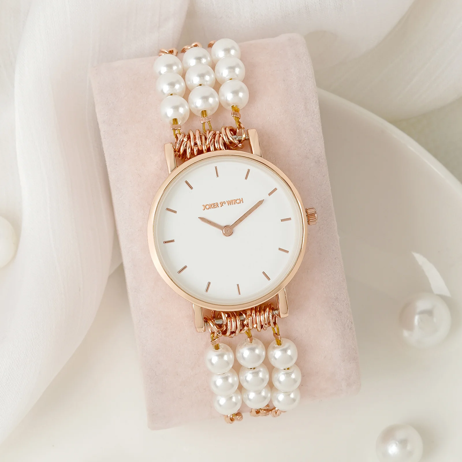 Rosette White Small Dial Rose Gold Pearl Strap Women's Watch - Image 3