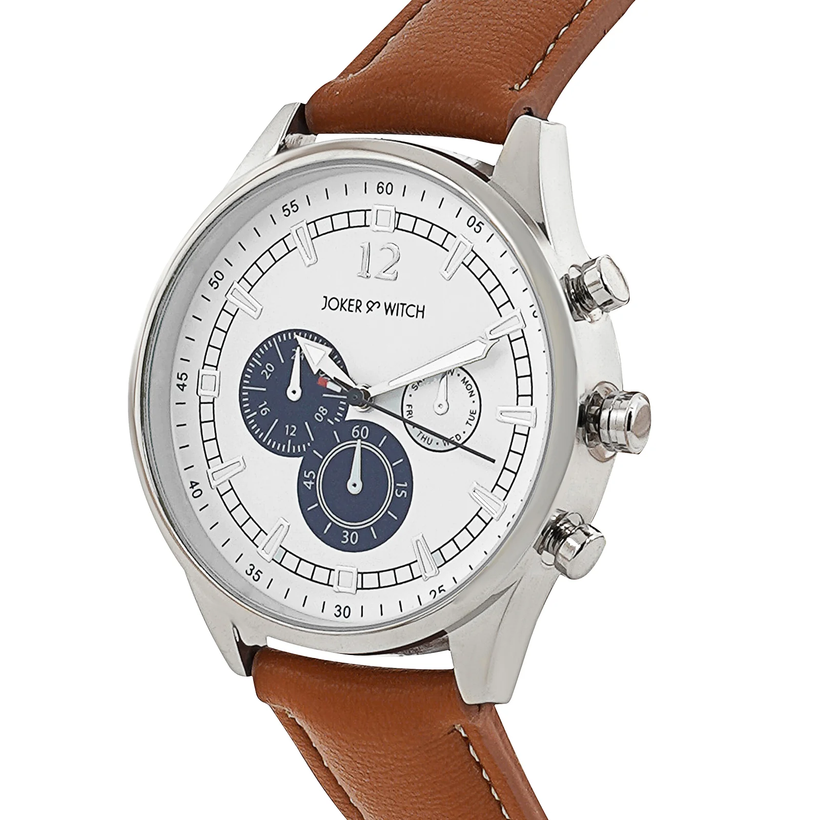 Rover White Large Dial Tan PU Strap Men's Watch - Image 4