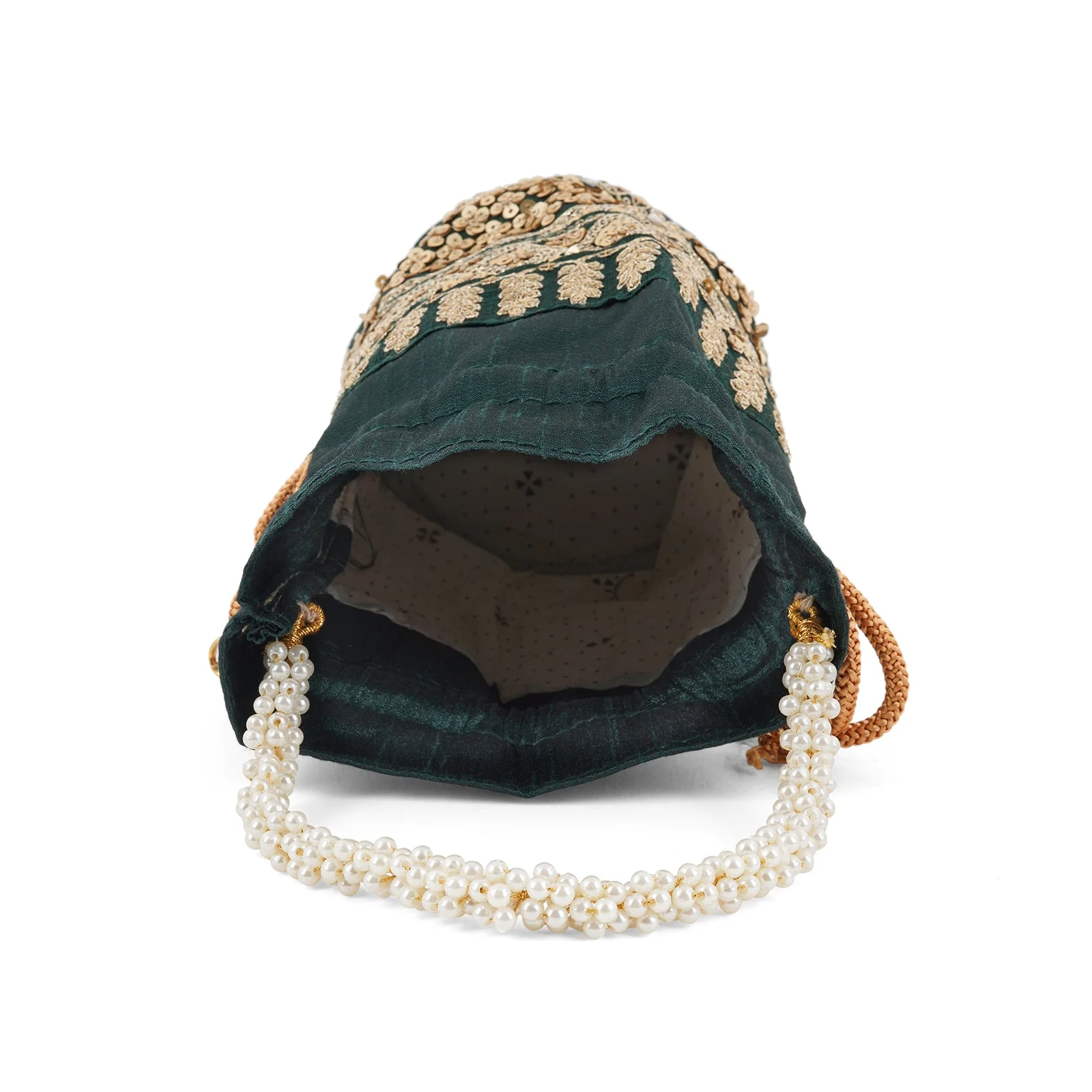 Royal Affair Bottle Green Embroidered Potli Bag - Image 7