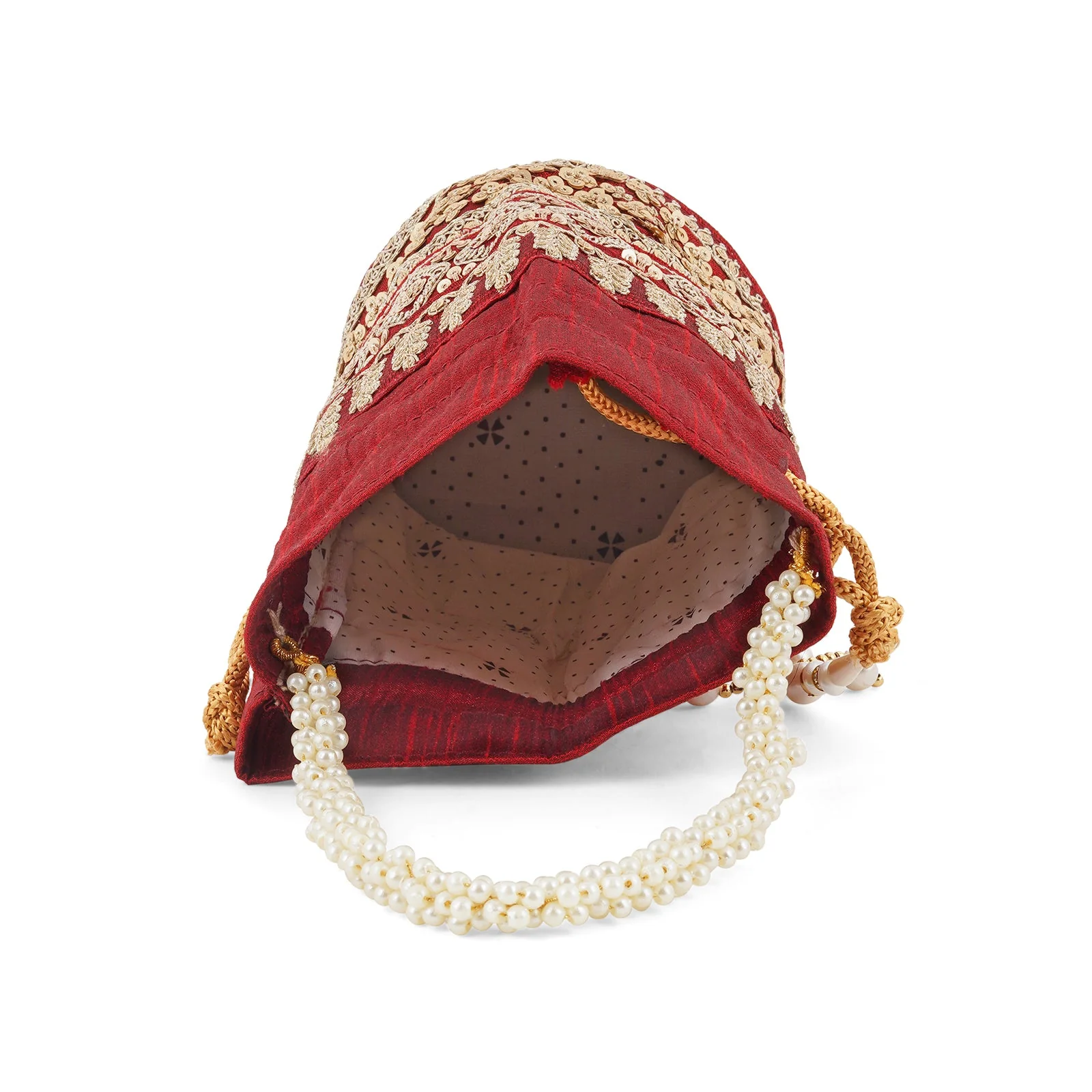 Royal Affair Dark Maroon Embroidered Potli Bag - Image 7