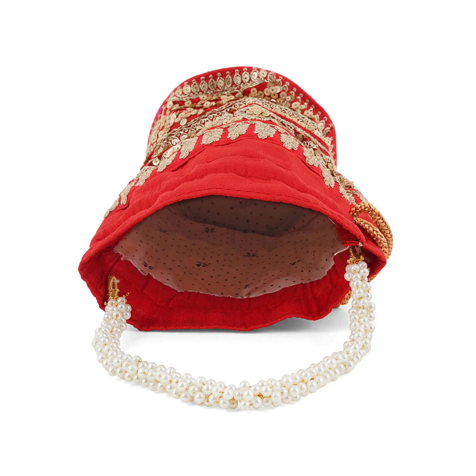 Royal Affair Flaming Red Embroidered Potli Bag - Image 7