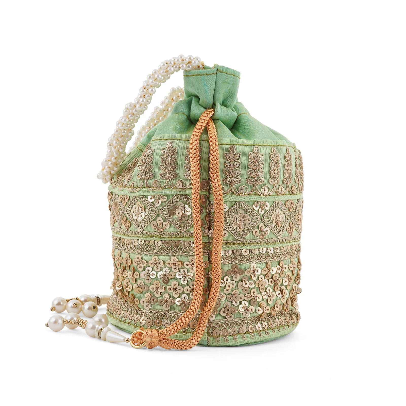 Royal Affair Pista Green Embroidered Potli Bag - Image 5