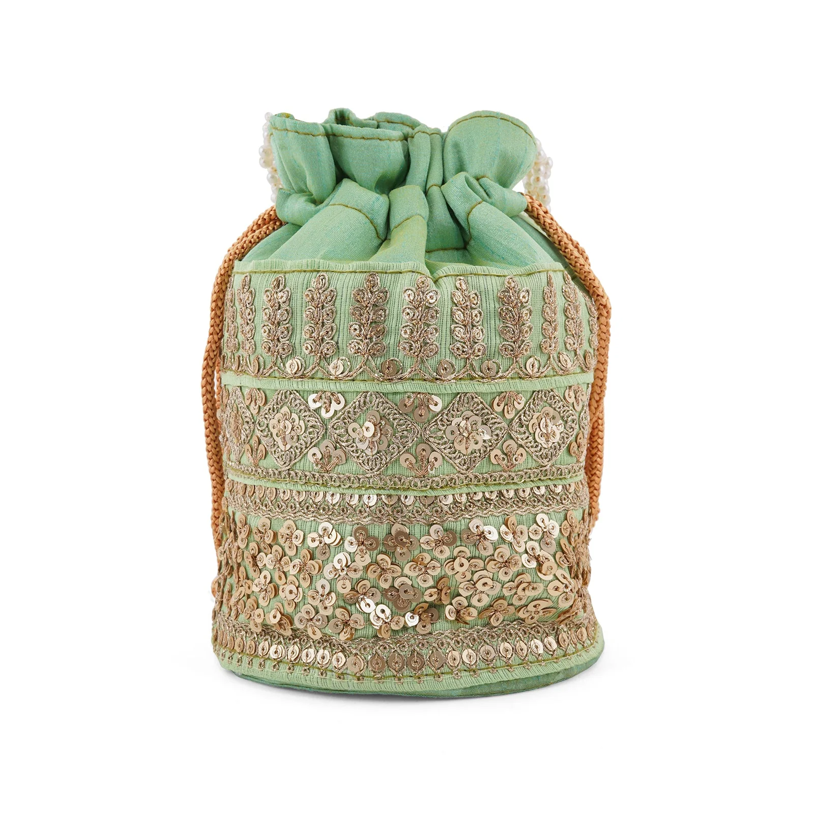 Royal Affair Pista Green Embroidered Potli Bag - Image 6