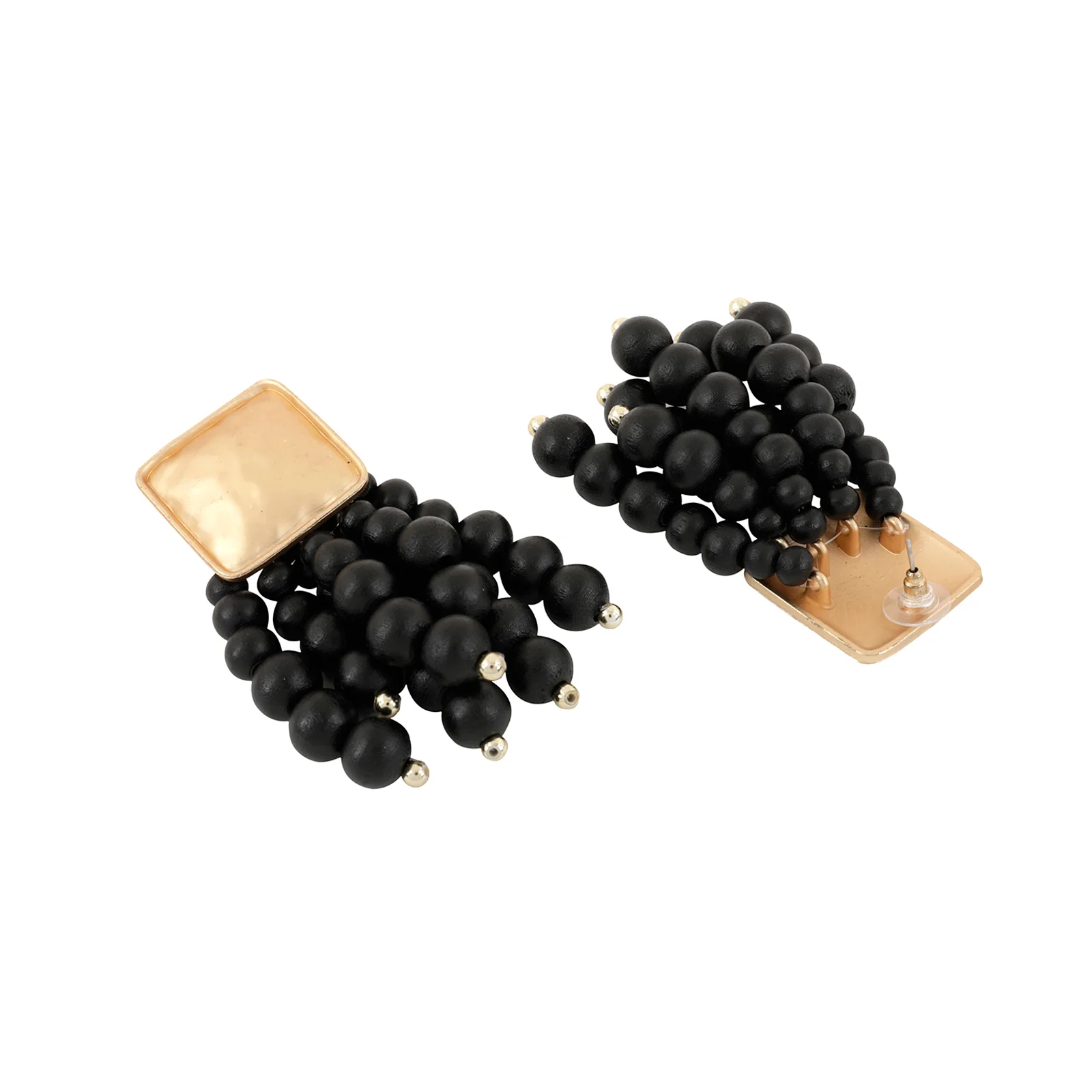 Royal Pearl Black & Gold Earrings - Image 4