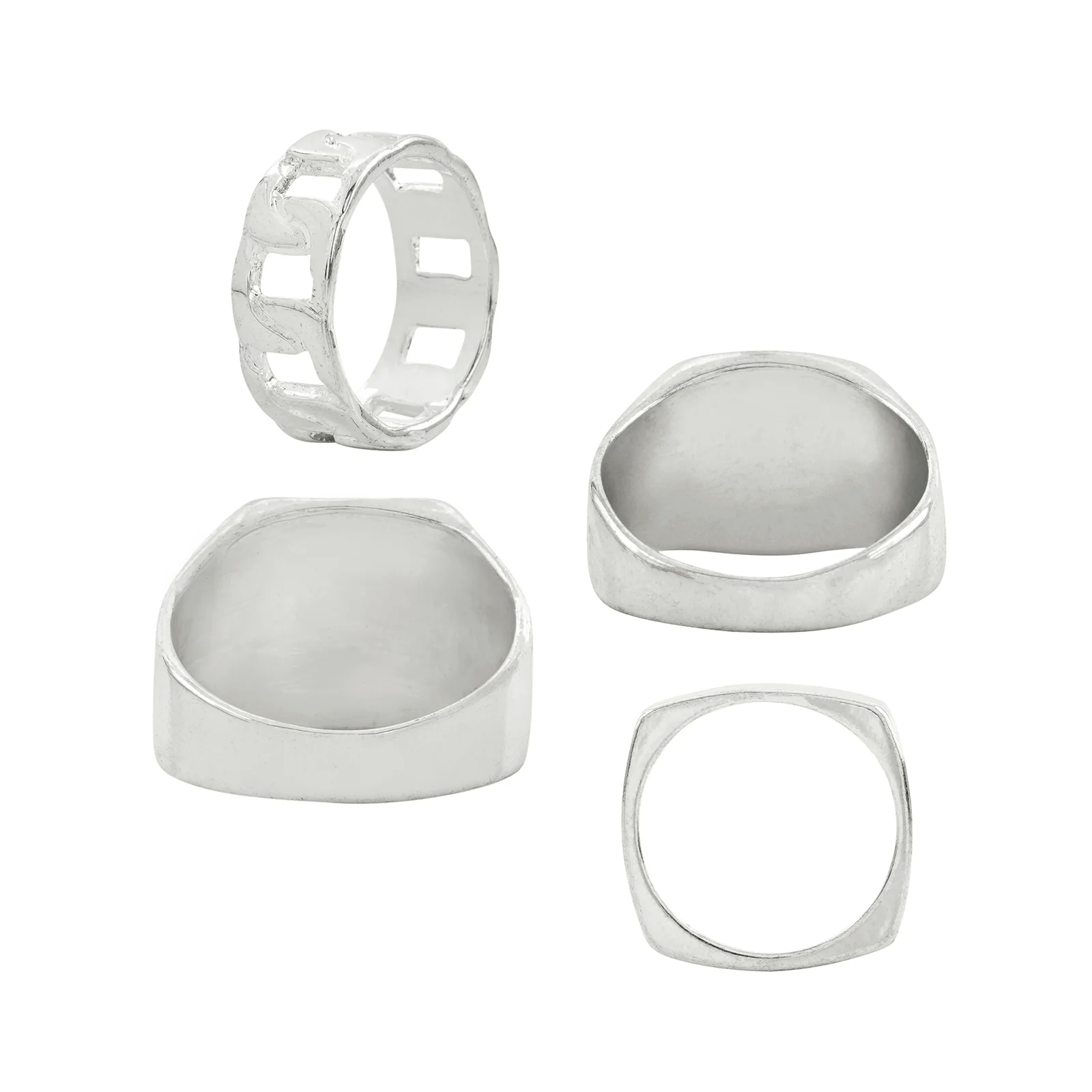 Rugged Silver Black Men Ring Set - Image 5