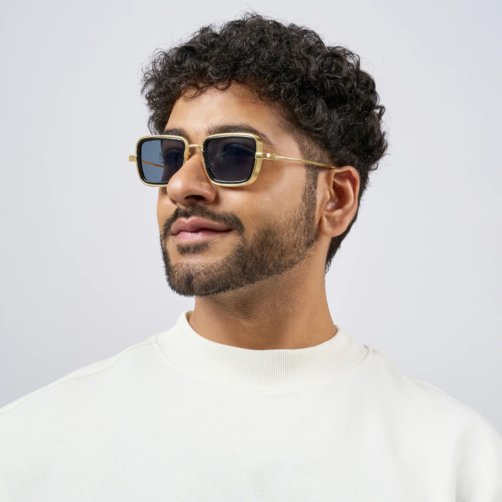 Rustic Black Lense Sunglasses With Gold Frames - Image 2