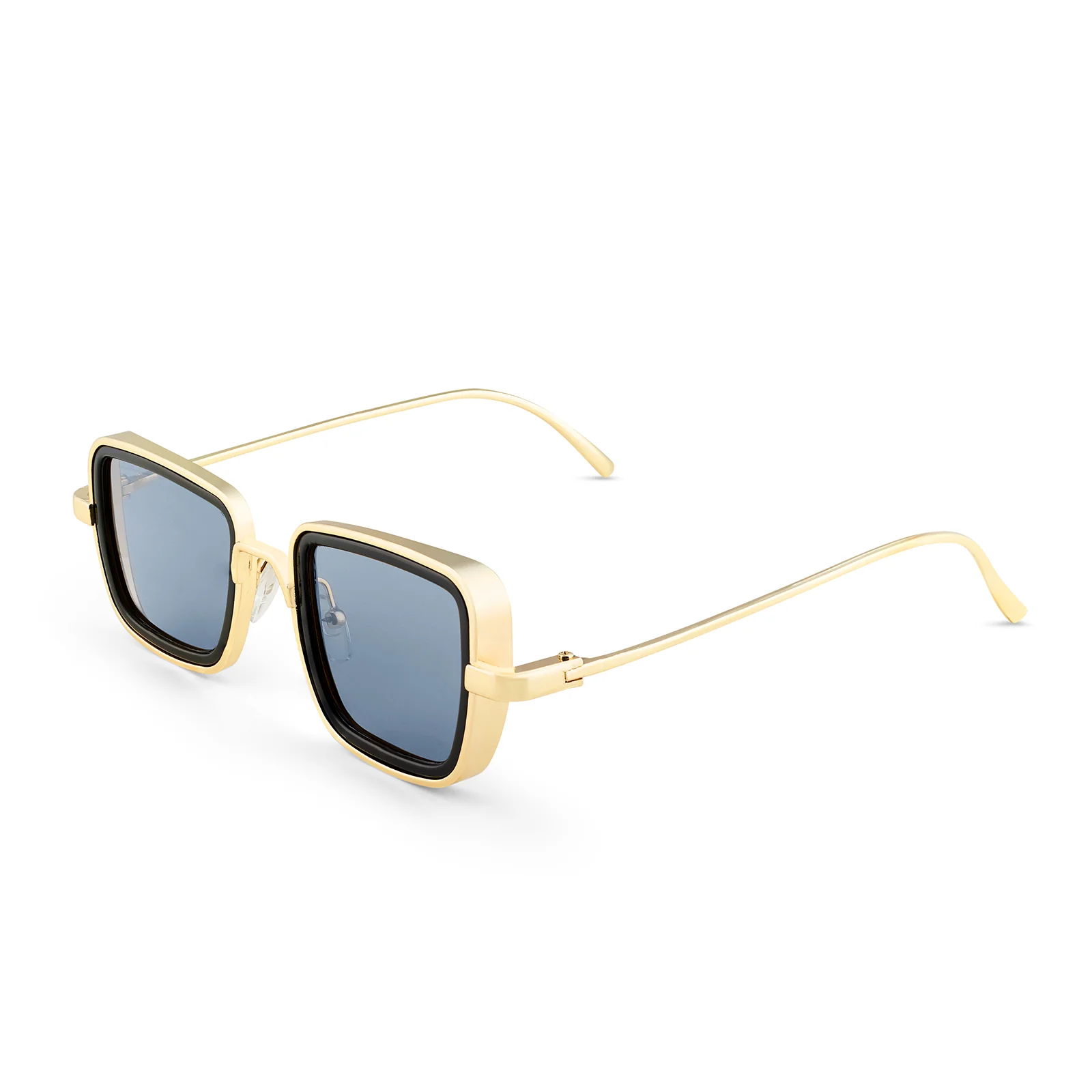 Rustic Black Lense Sunglasses With Gold Frames - Image 4