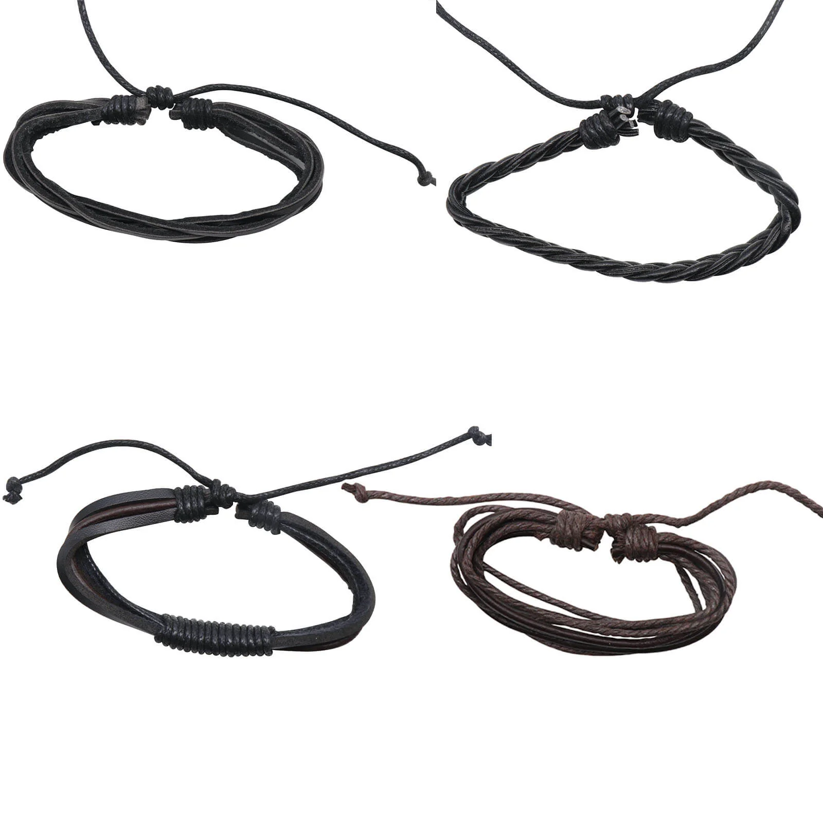 Ryan Black & Tan Set of 4 Men's Bracelets - Image 4