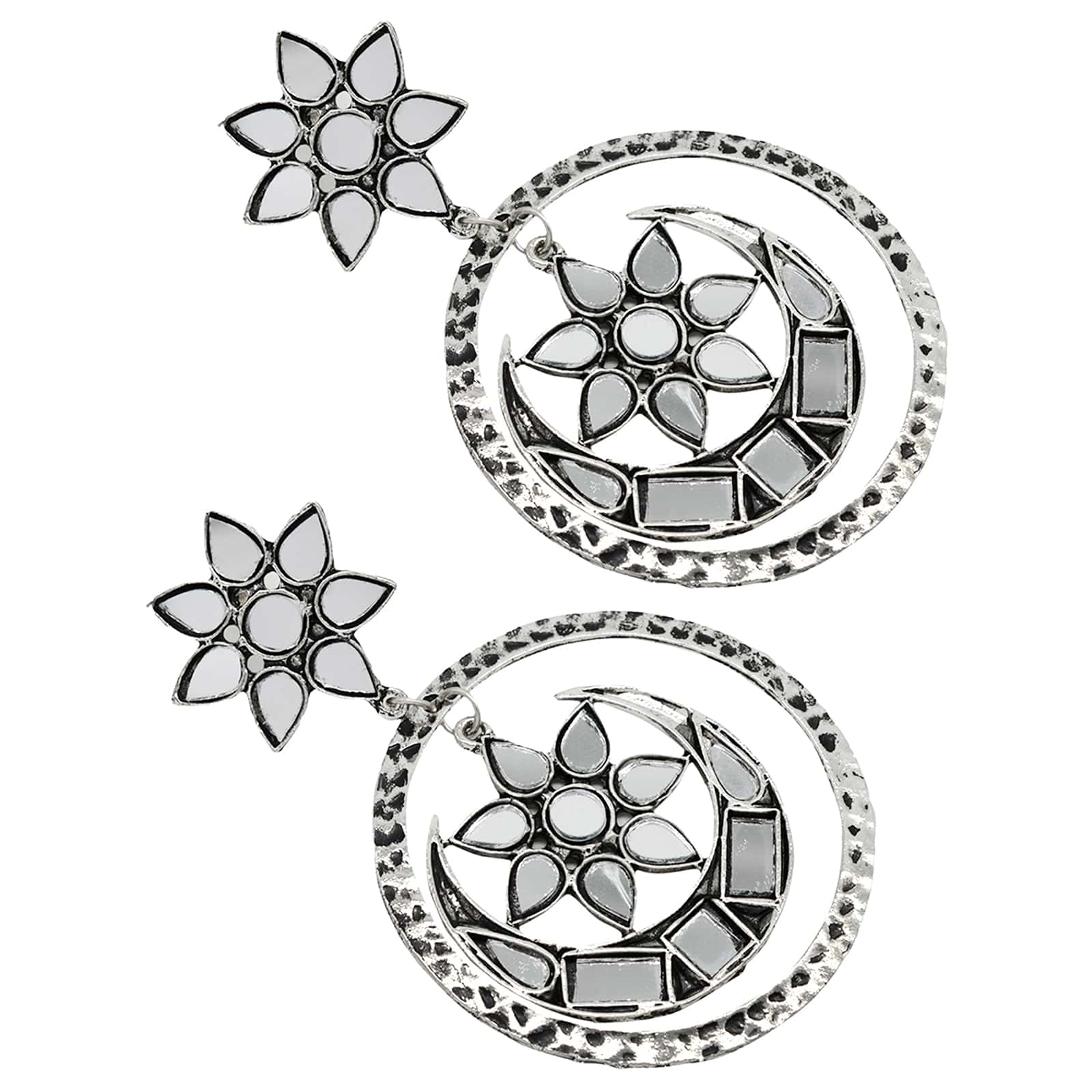 Samaya Silver Oxidized Mirror Earrings - Image 4