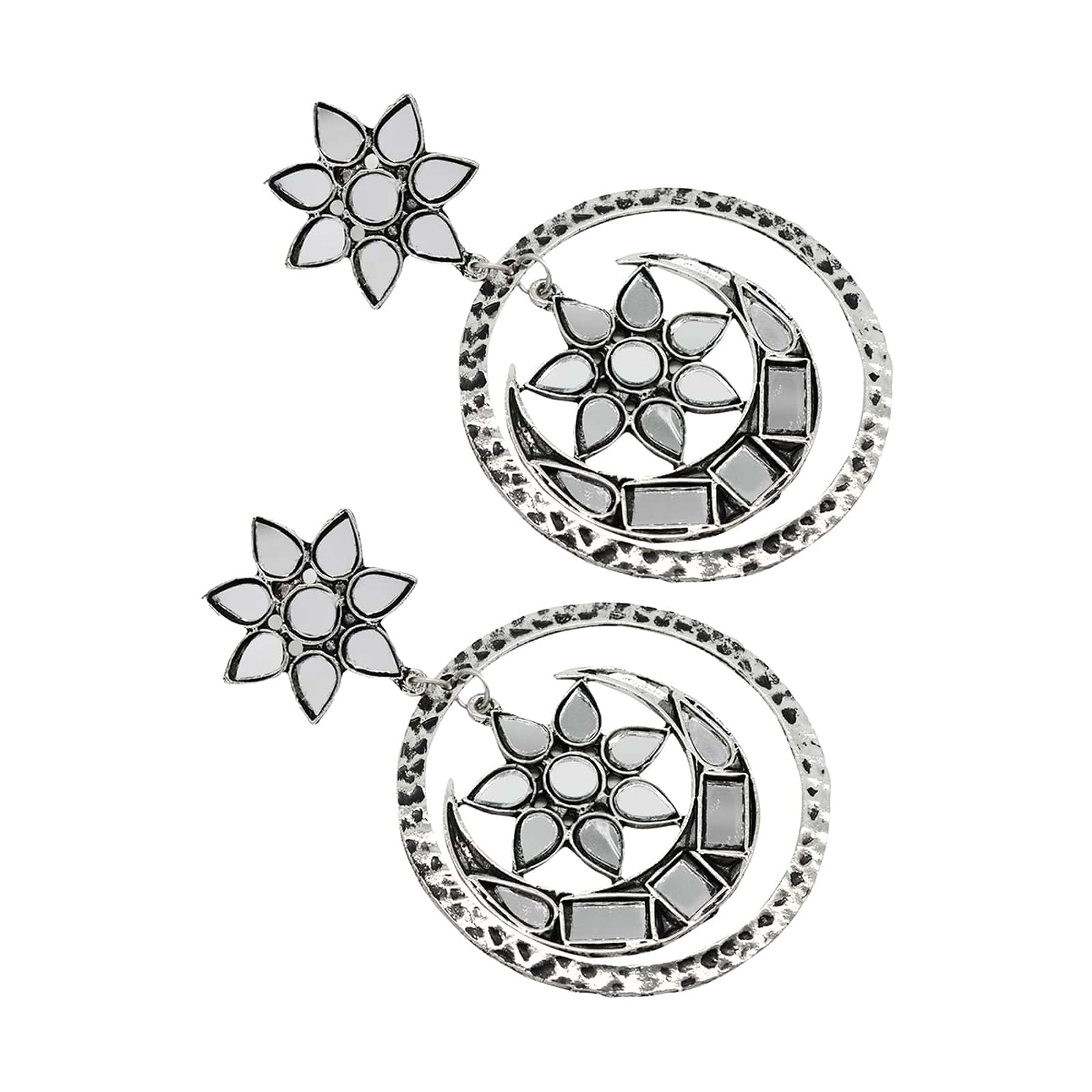 Samaya Silver Oxidized Mirror Earrings - Image 5