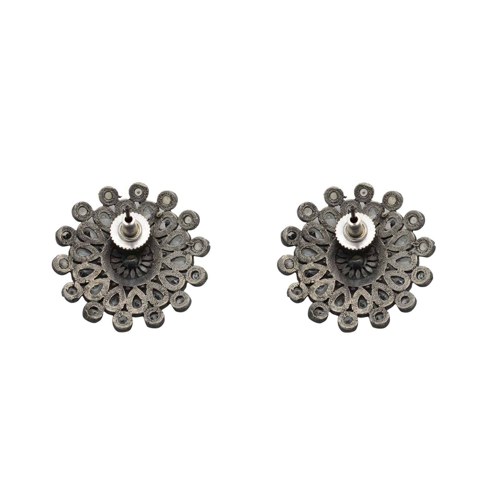 Sasha White Circular Silver Oxidized Necklace Set - Image 7