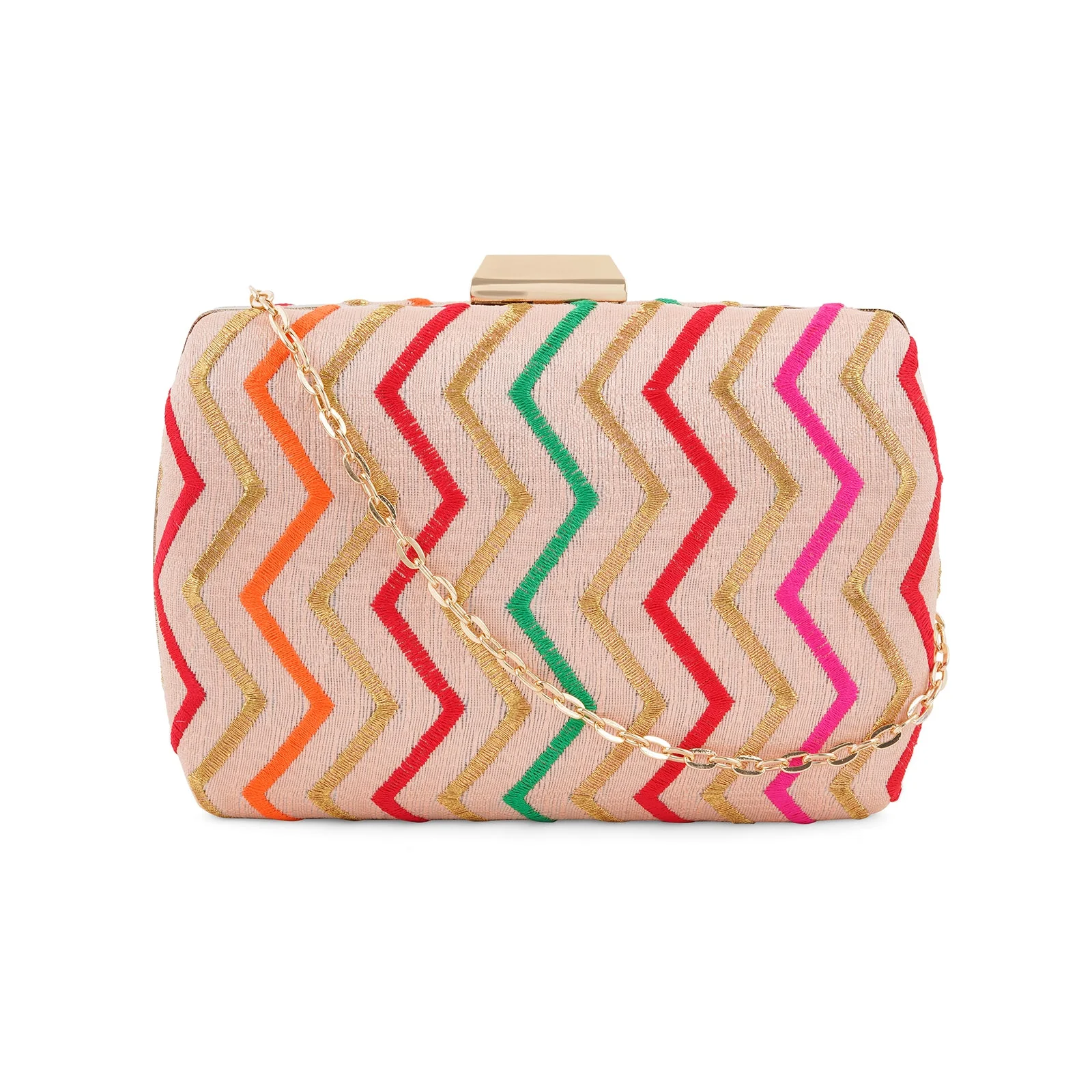 Satrangi Re Pink Embroidered Fabric Clutch - Image 3