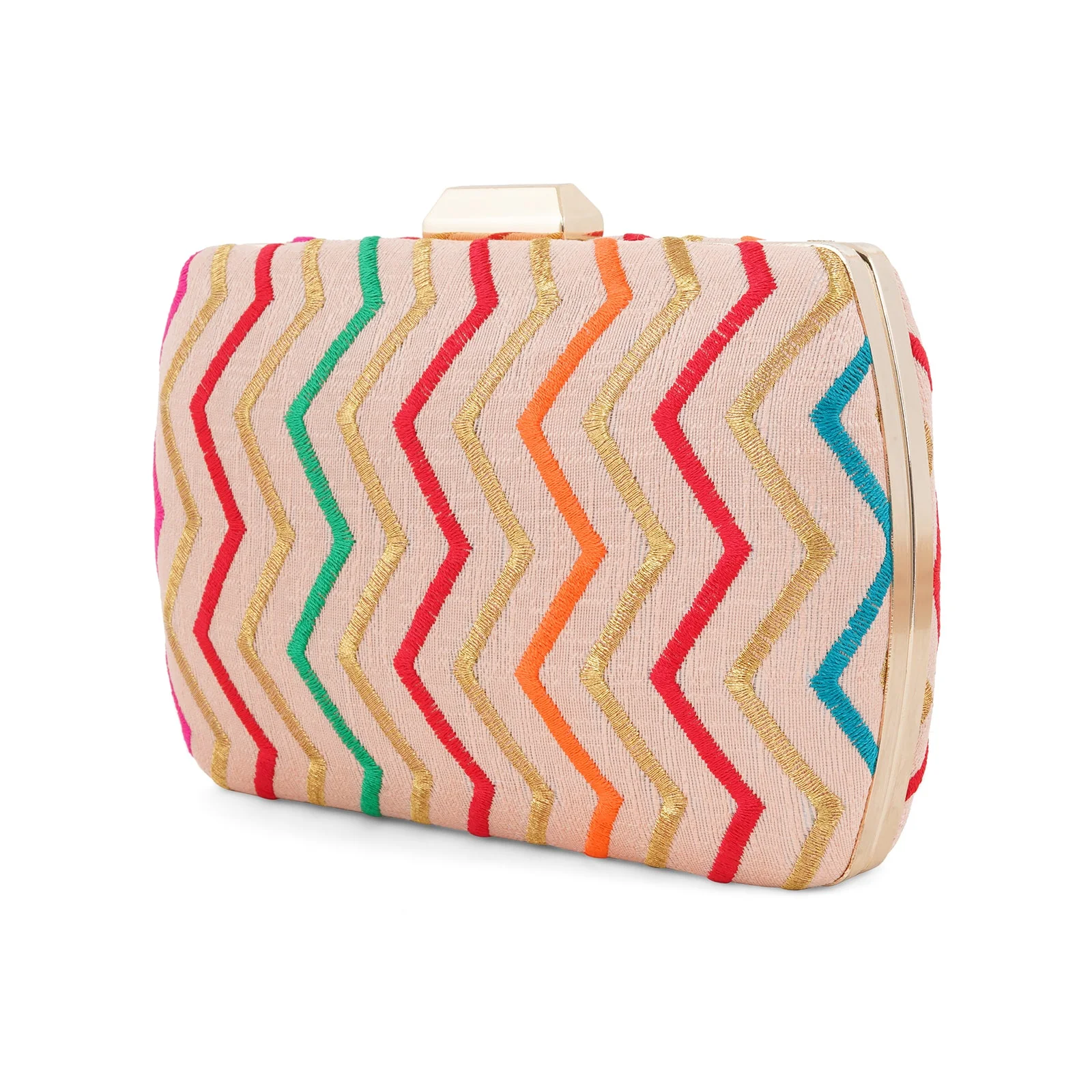 Satrangi Re Pink Embroidered Fabric Clutch - Image 4