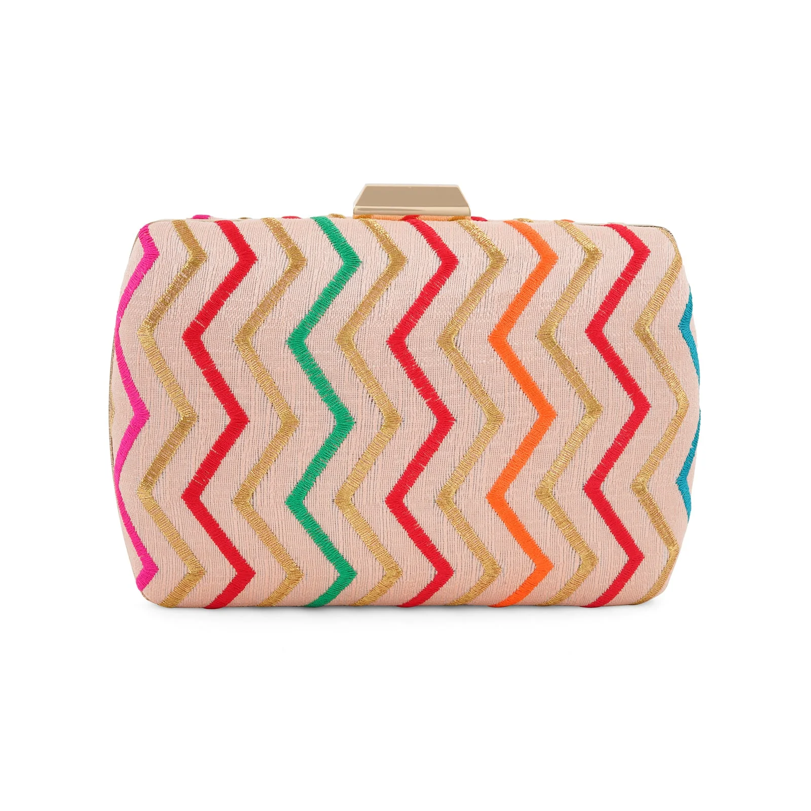 Satrangi Re Pink Embroidered Fabric Clutch - Image 6