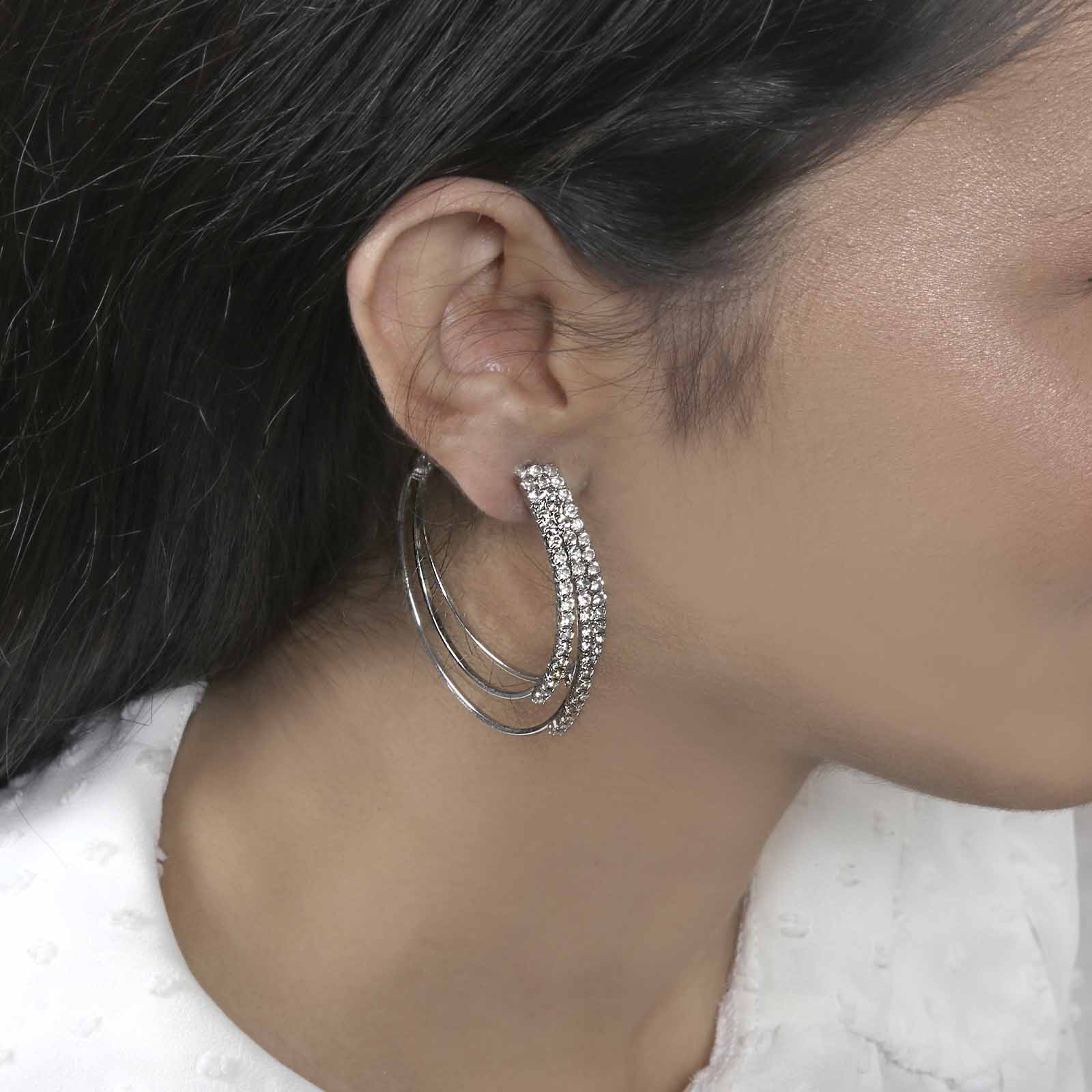 Saturday Night Silver Hoops - Image 2