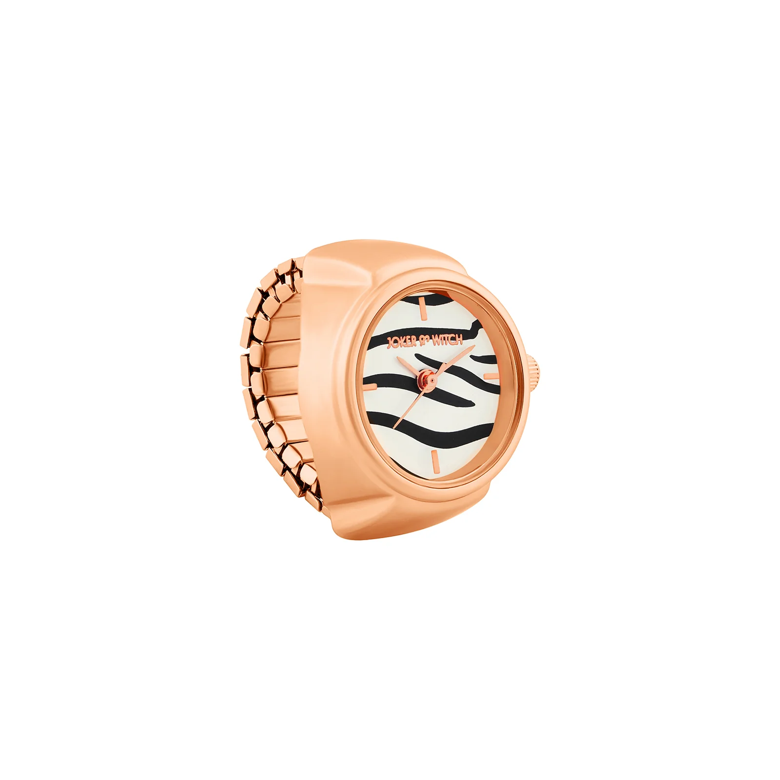 Savanna Zebra Mini Dial Rose Gold Women's Ring Watch - Image 4