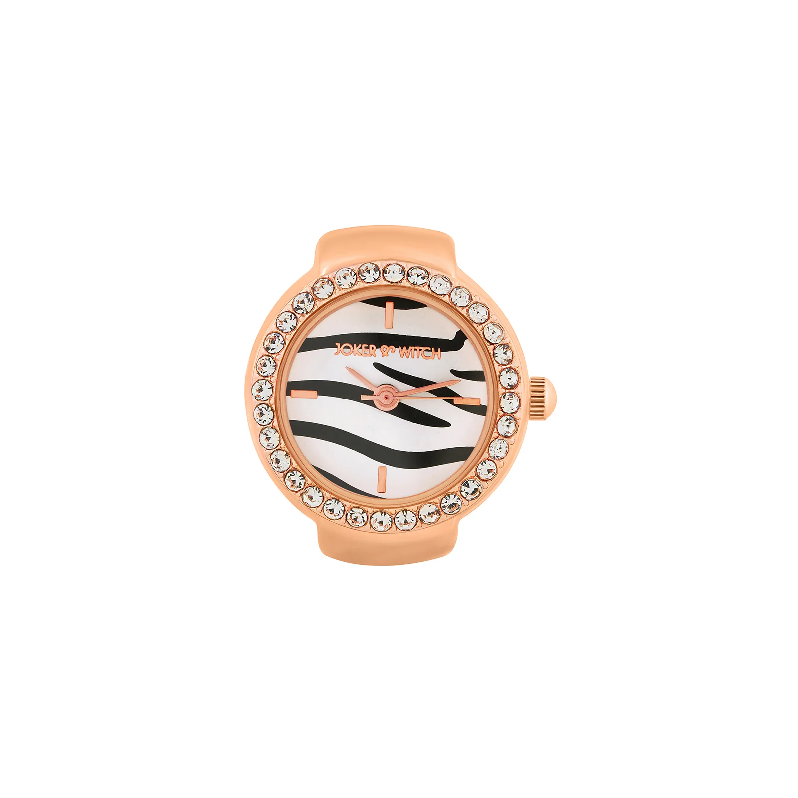 Savanna Zebra Mini Rhinestone Dial Rose Gold Women's Ring Watch - Image 3