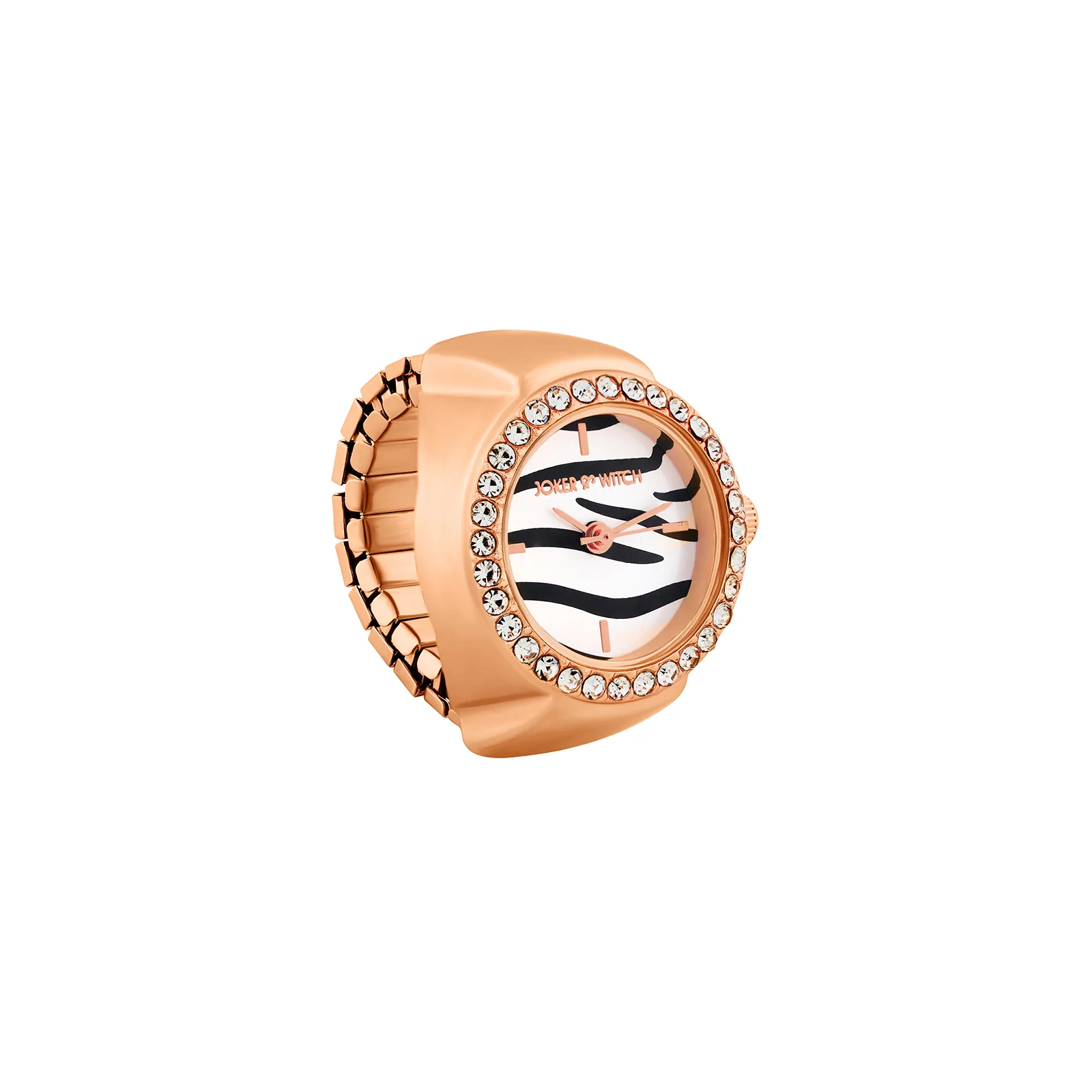 Savanna Zebra Mini Rhinestone Dial Rose Gold Women's Ring Watch - Image 4