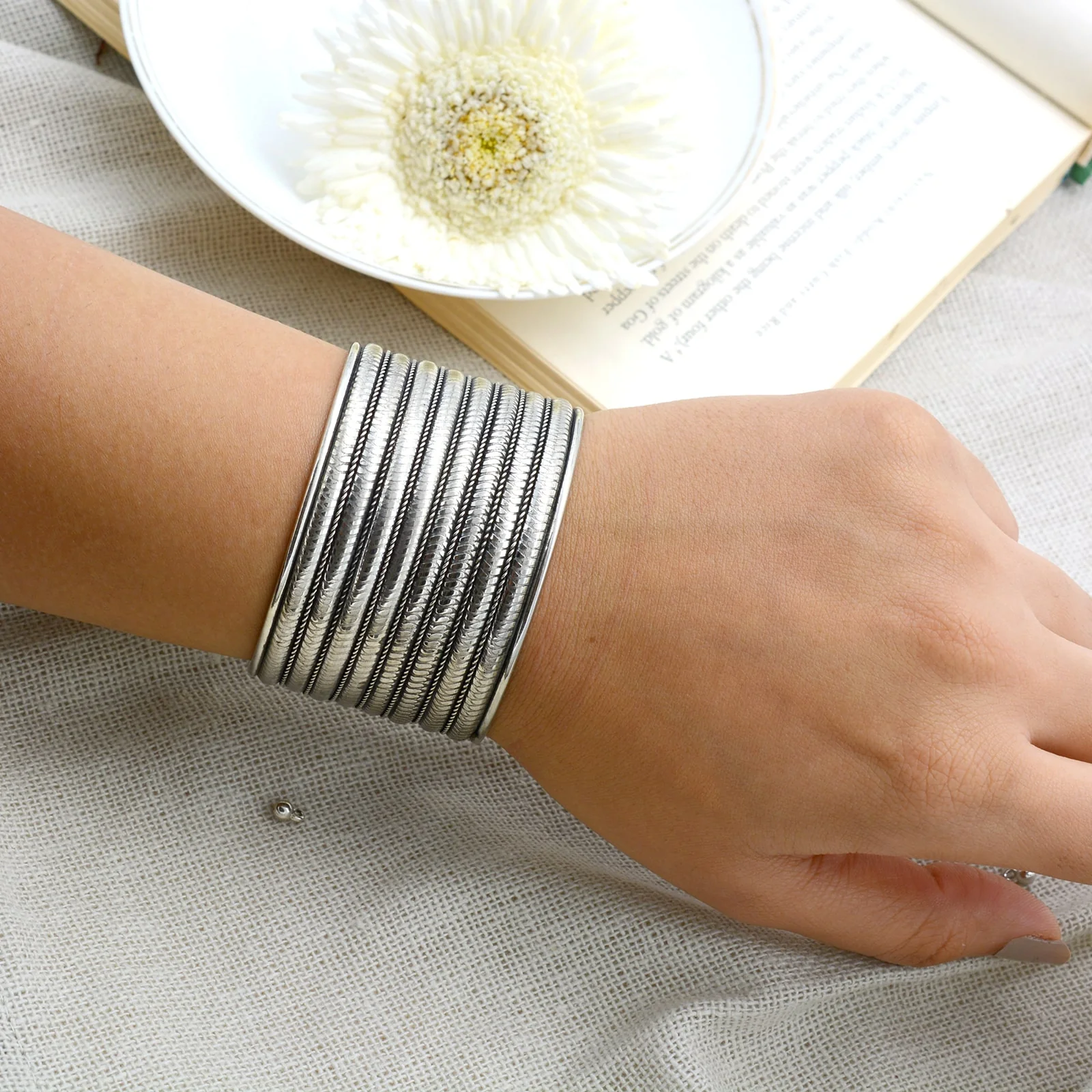 Seema Silver Oxidized Bracelet Cuff - Image 2