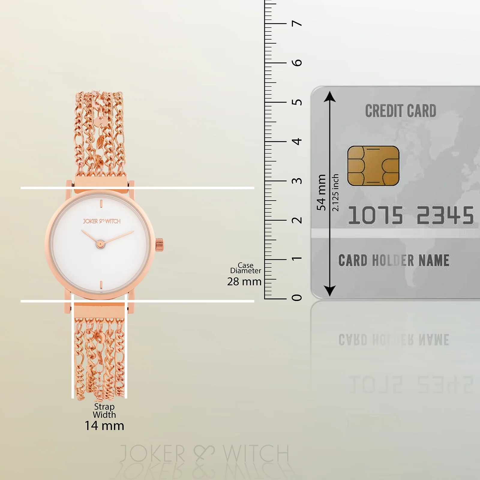 Seraphina White Small Dial Rose Gold Chain Strap Women's Watch - Image 9