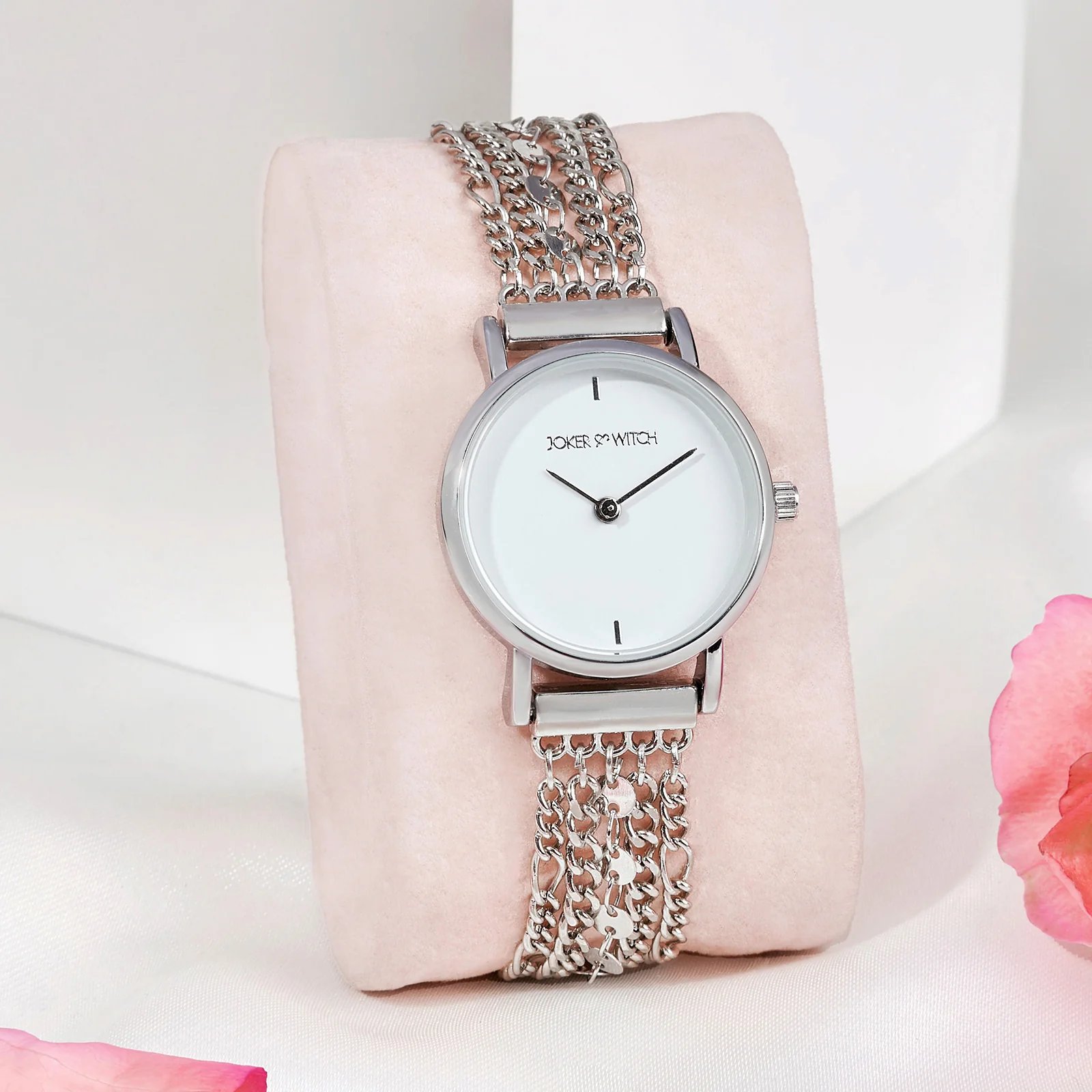 Seraphina White Small Dial Silver Chain Strap Women's Watch - Image 2