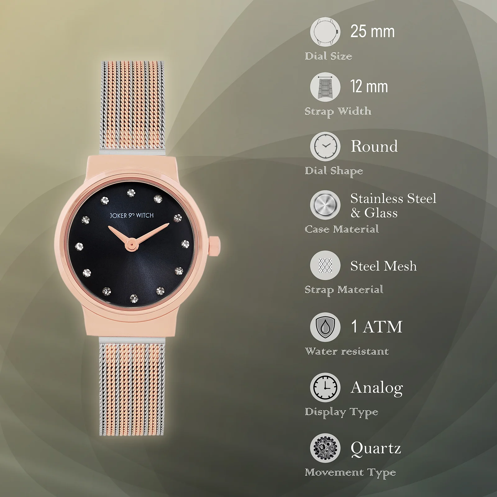Serena Blue Mini Dial Dual Tone Mesh Strap Women's Watch - Image 7
