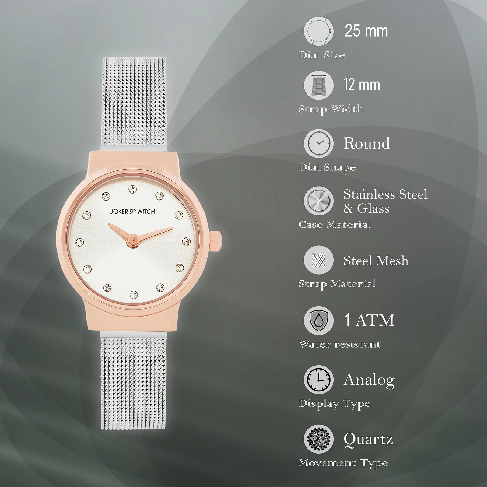 Serena Silver Mini Dial Mesh Strap Women's Watch - Image 7
