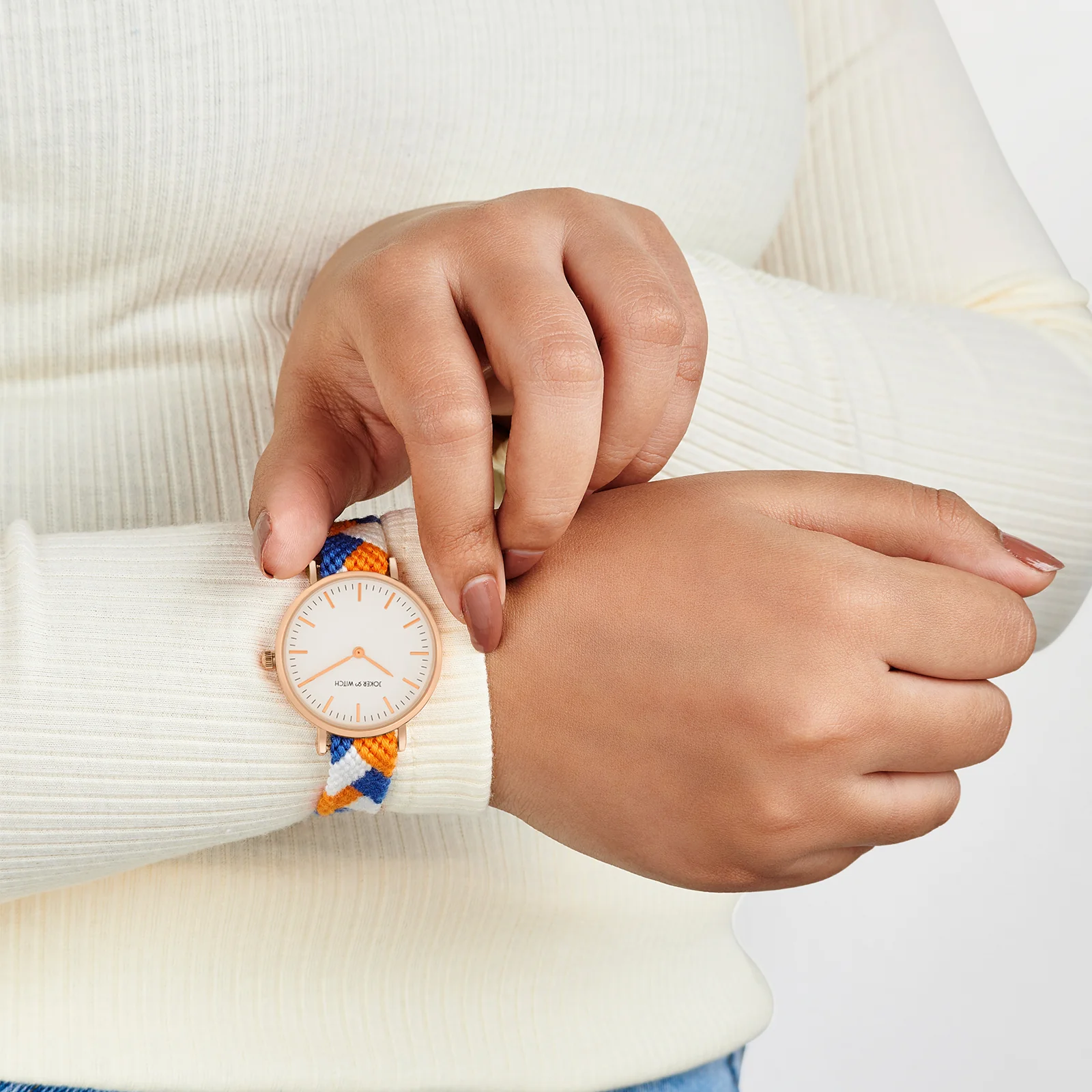 Serenity White Medium Dial Multicolor Macrame Strap Women's Watch - Image 2