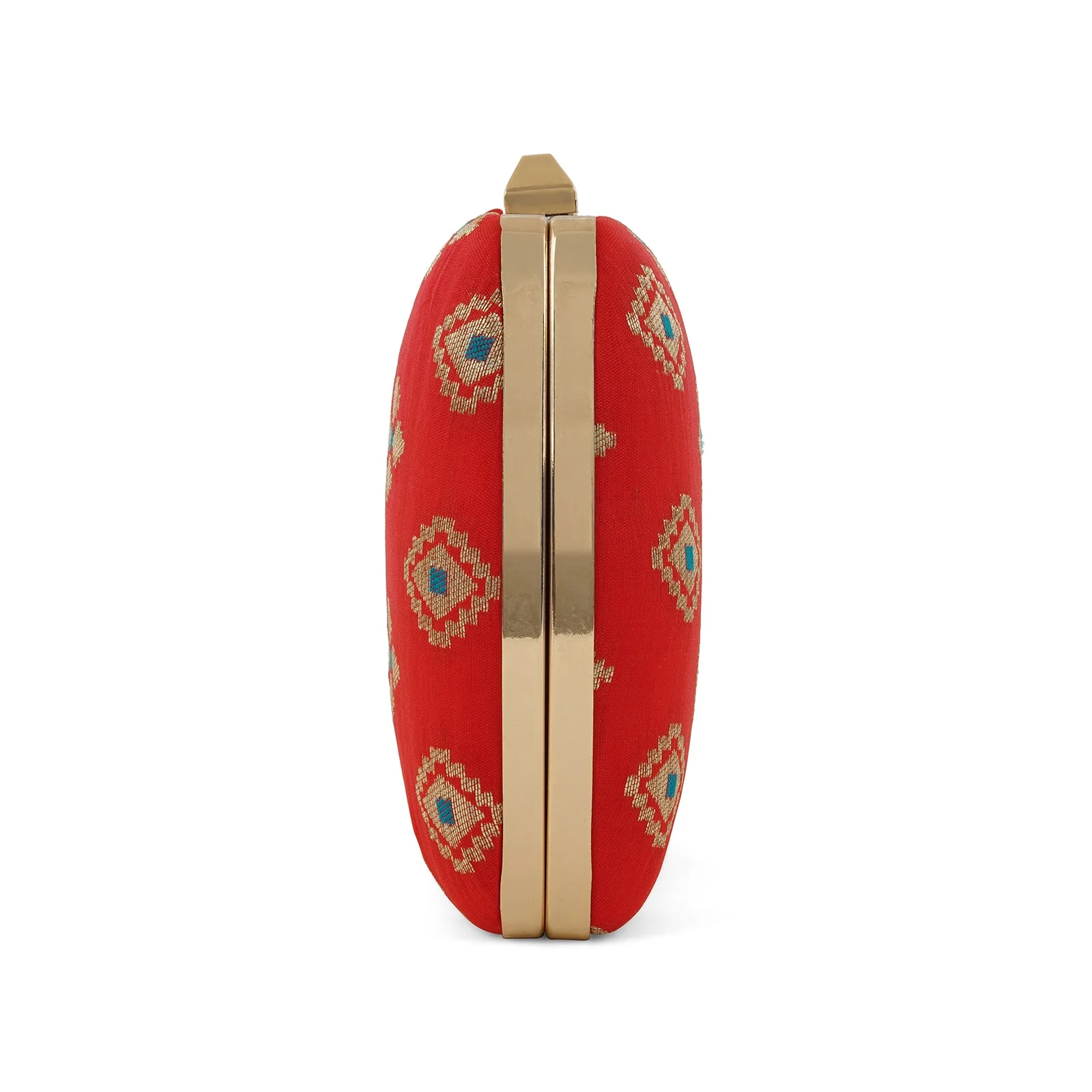 Shaadi Saga Orange Brocade Fabric Clutch - Image 5