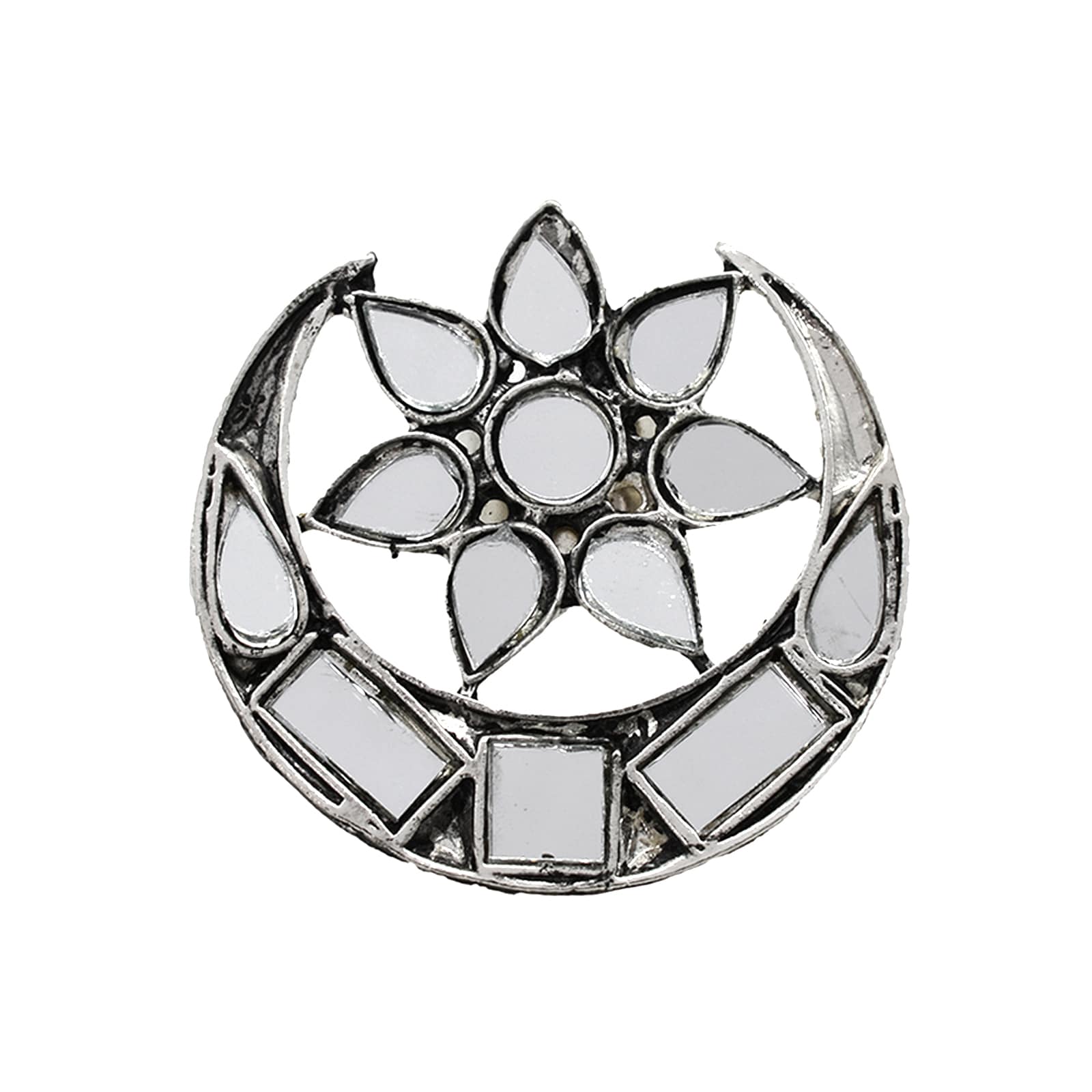 Shagun Silver Oxidized Mirror Ring - Image 3