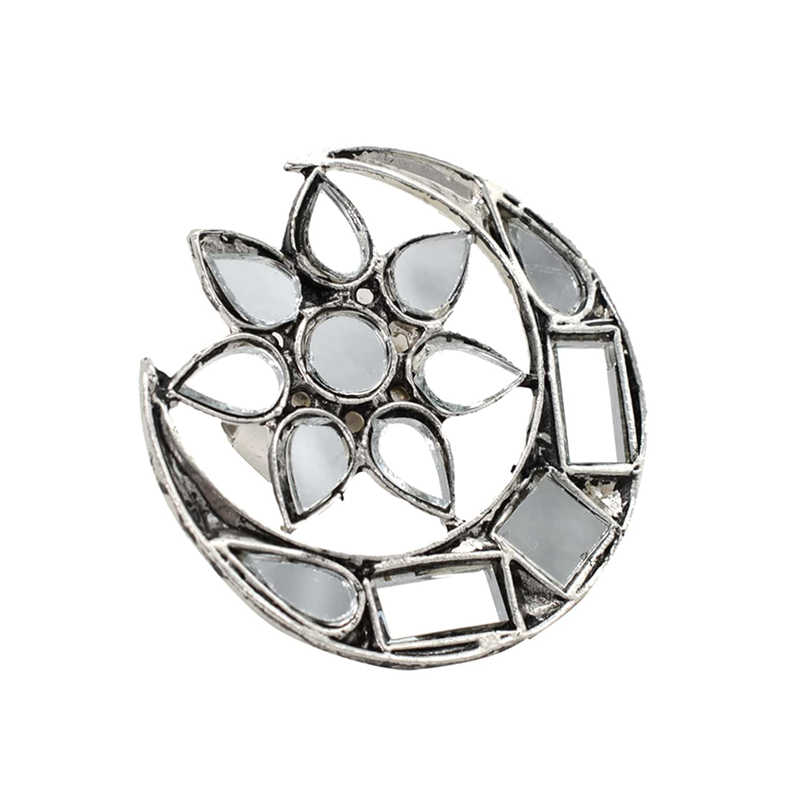 Shagun Silver Oxidized Mirror Ring - Image 4